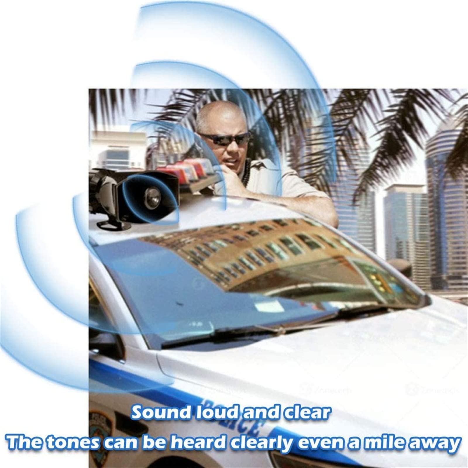 Rulline 5 Tone Sound Car Siren Vehicle Horn With Mic Pa Speaker System Emergency Sound Amplifier   60W Electric Ambulance/Horn H