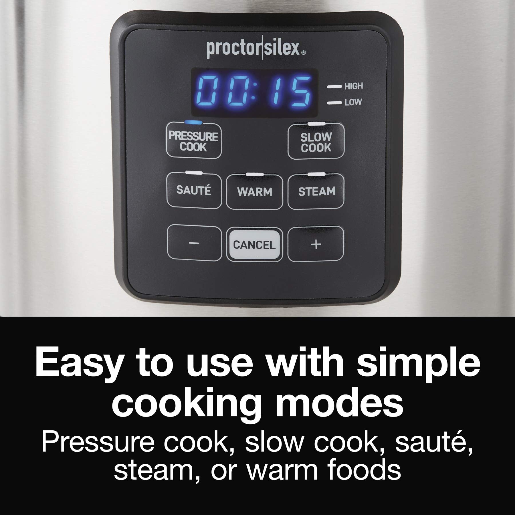 Proctor Silex Proctor Silex Simplicity 4 In 1 Electric Pressure Cooker, 3 Quart Multi Function With Slow Cook, Steam, Saut  , Ri