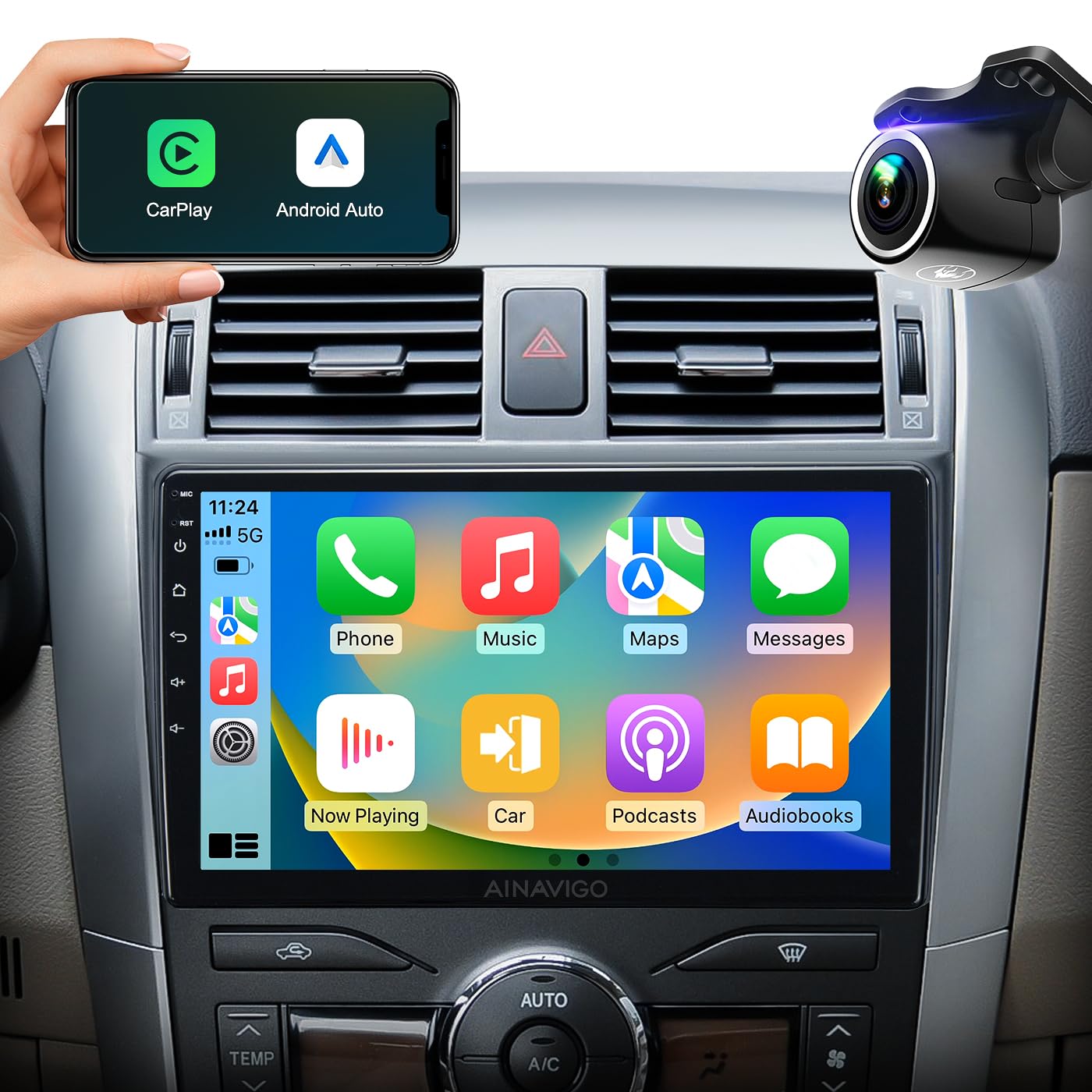 5G Wifi Android 12 Car Stereo For Toyota Corolla 2008 2009 2010 2011 2012, 9 Inch Ips Hd Touch Screen Car Radio Wireless Carplay