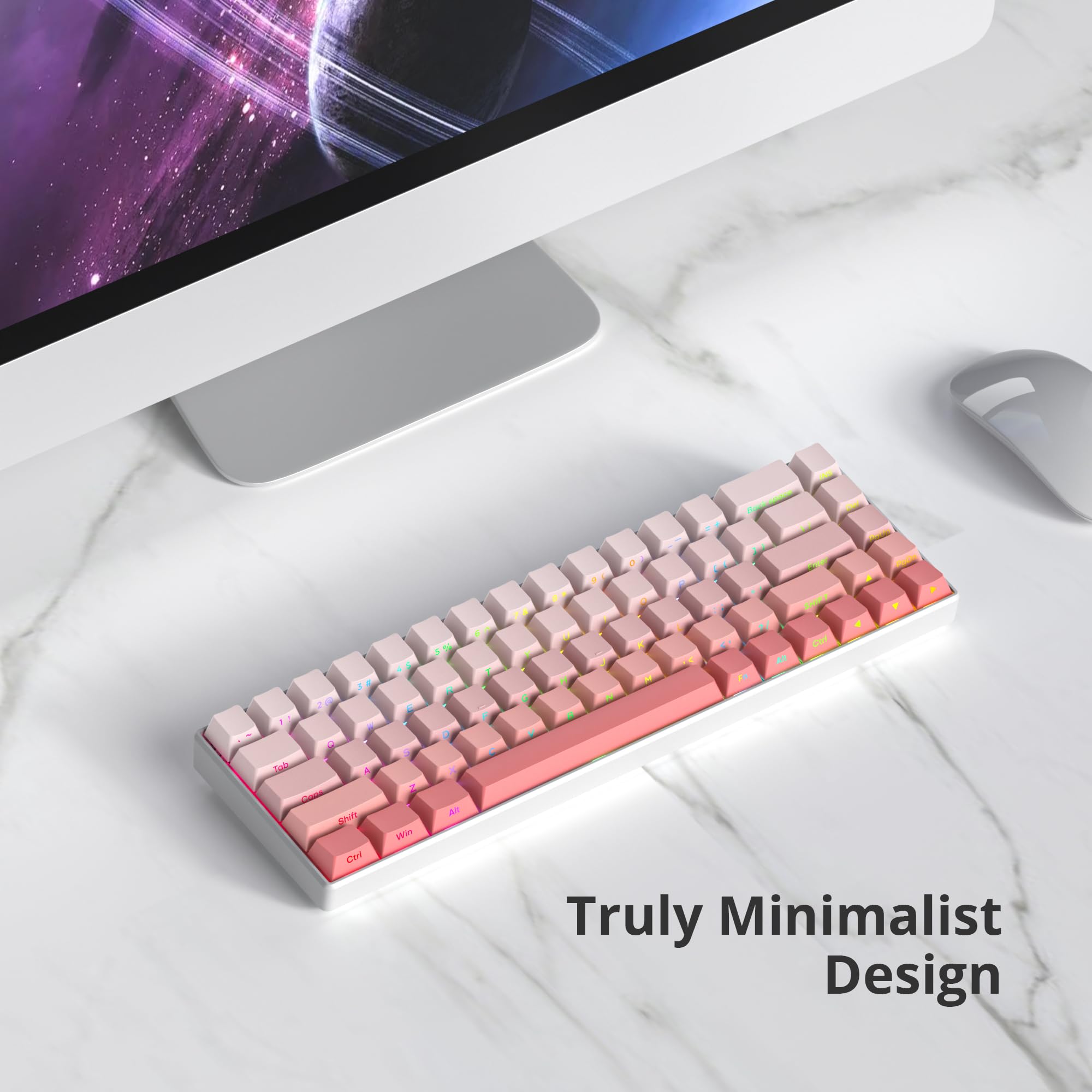 Guffercty Kred Cute Gradient Pbt Key Caps 135 Keys Custom Minimalist Side Printed Double Shot Keycaps With Cherry Profile For 61