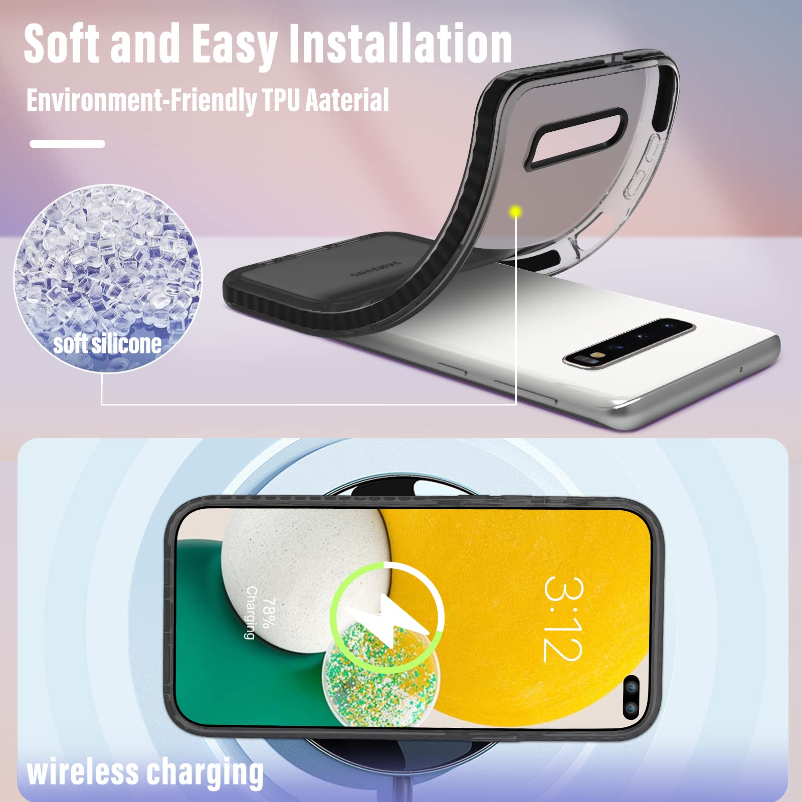 Toycamp For Samsung Galaxy S10 Plus Case, Cute Funny Sun Moon Star Design For Women Girls Boys Teens For Galaxy S10 Plus Cases,