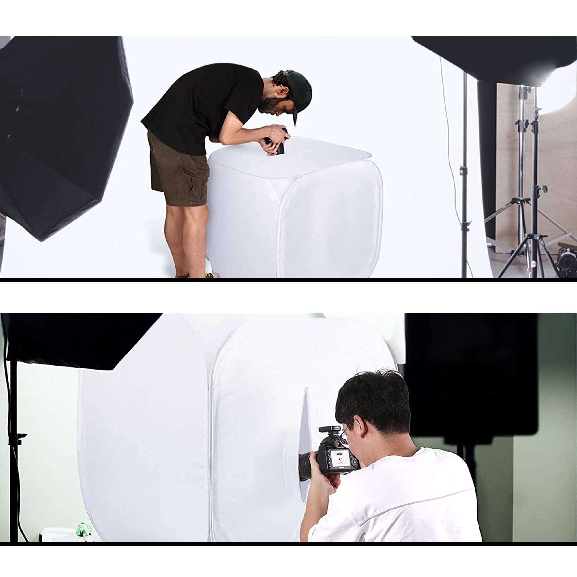 Bestshoot 24'' Portable Photo Studio Shooting Tent Light Box Cube Diffusion Softbox Tent With 4 Colors Backdrops (Red Dark Blue
