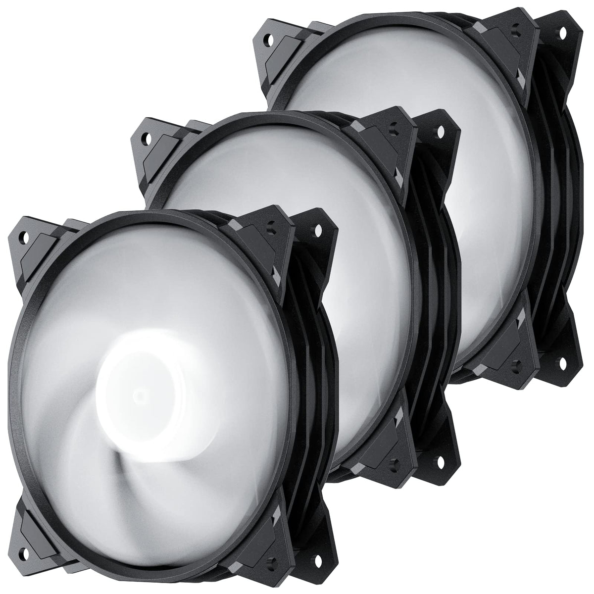 Uphere Long Life 120Mm 3 Pin High Airflow Quiet Edition White Led Case Fan For Pc Cases, Cpu Coolers, And Radiators 3 Pack,Pf120