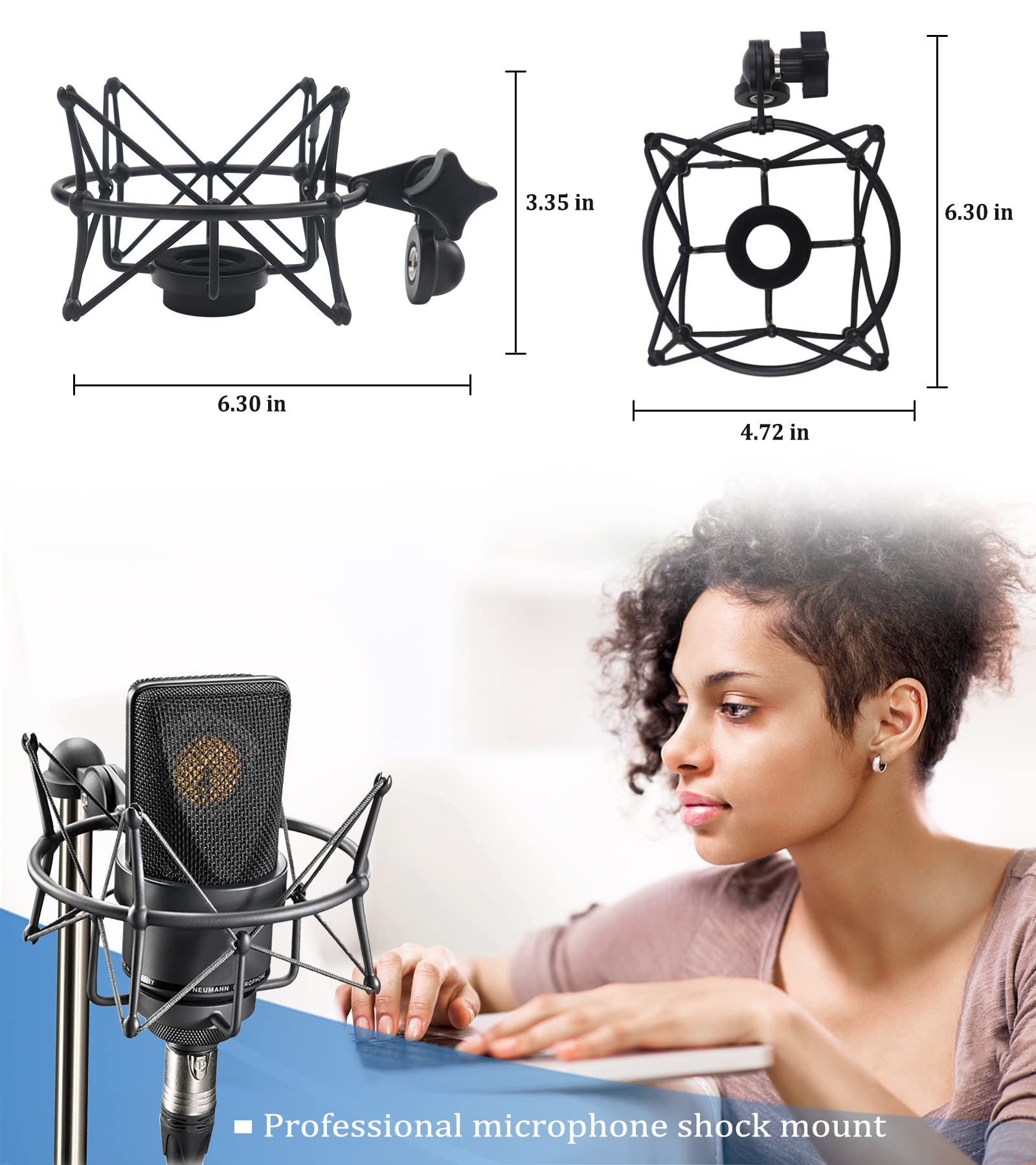 Tlm 103 Shock Mount - Microphone Mount Compatible For Neumann Tlm 103 M147 Condenser Mic By Suuntoks,Black