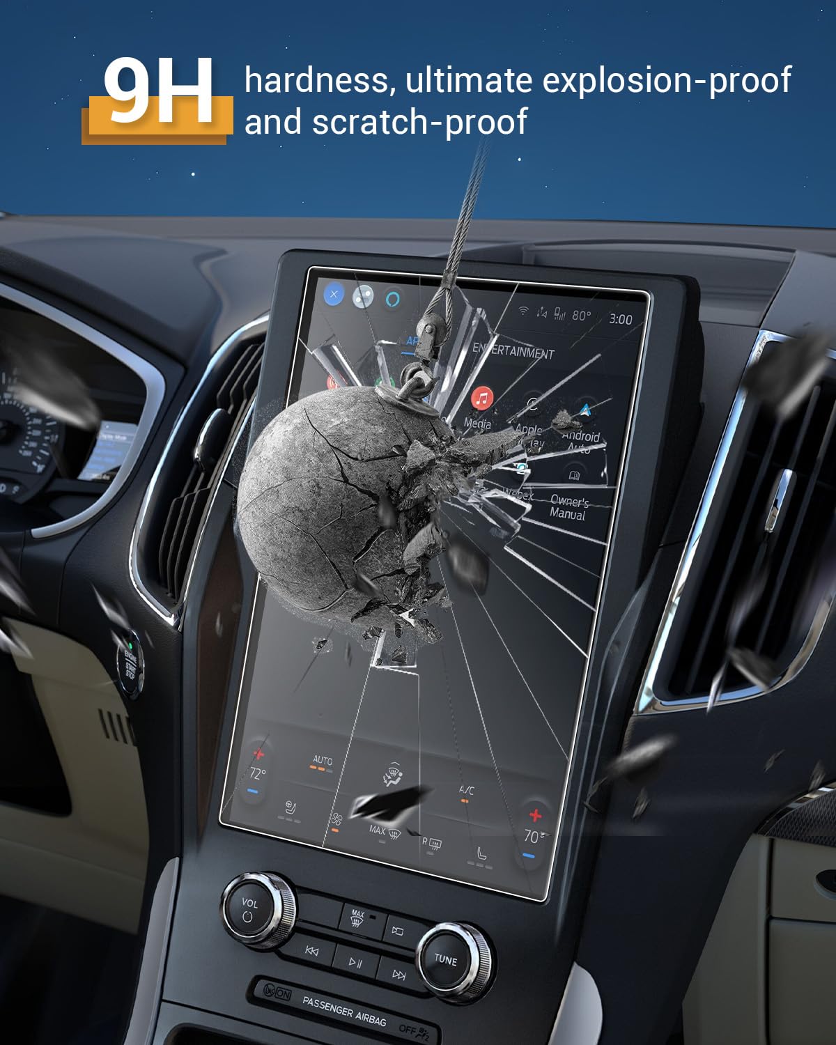 Yee Pin For 2024 Ford Edge Screen Protector 12' Screen Cover For 2021 2022 2023 2024 Ford Edge Se/Sel/St Line/Titanium/St Tempered Glass Screen Protector Hd Clear 9H Scratch Resistant