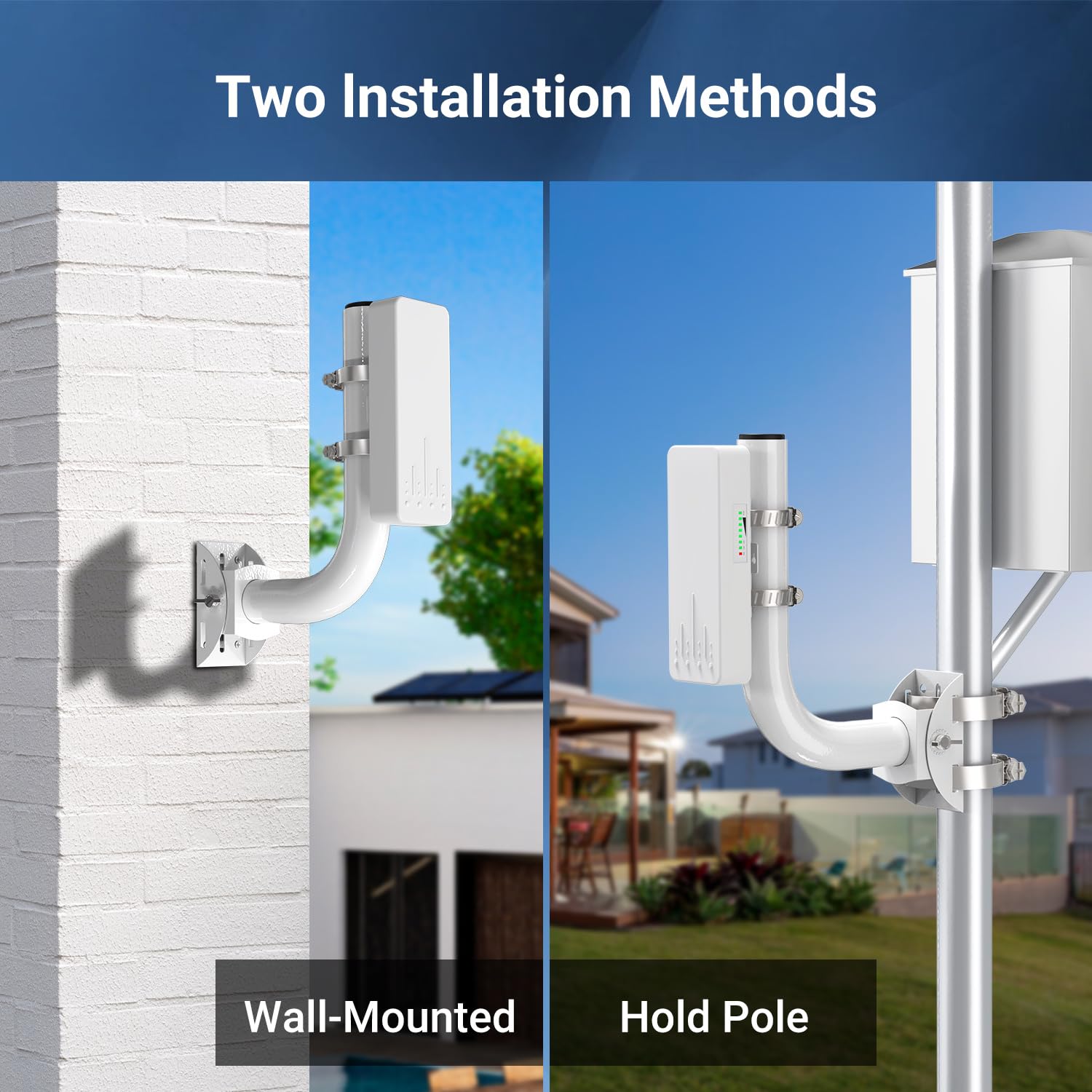 Wireless Bridge Bracket Mount, Nicgiga Pole And Wall Mounted Mount For Outdoor Point To Point Ap Access Point Client Bridge Cpe,2 Pack