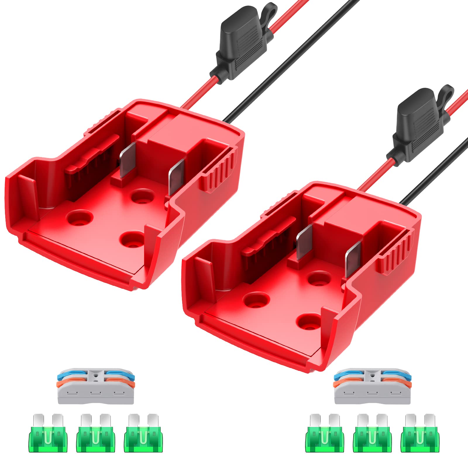 2 Packs Power Wheel Adapter For Milwaukee M18 Battery Adapter 18V Power Wheels Battery Converter With Fuses & Wire Terminals, 12