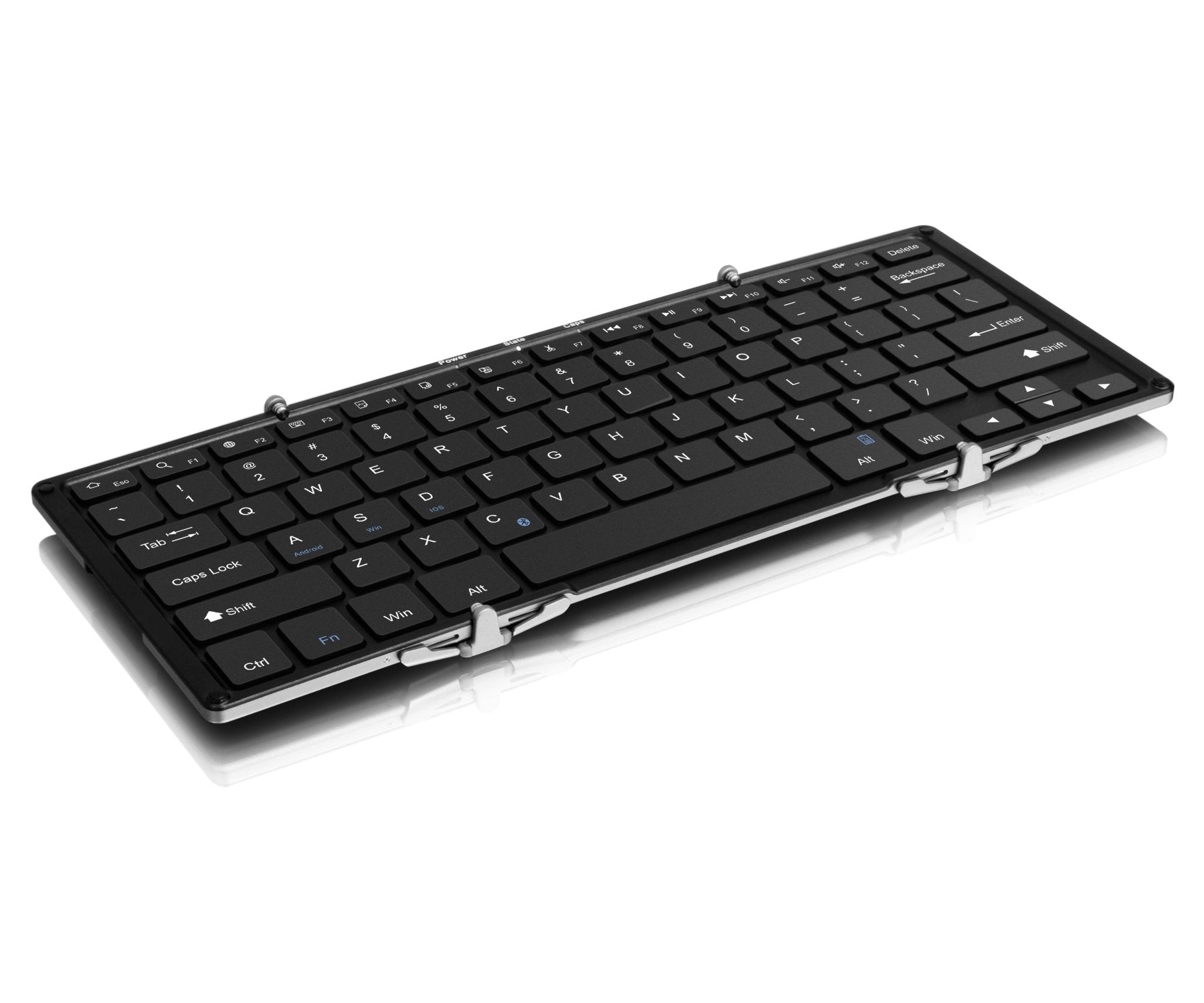 Aluratek Portable Aluminum Tri Fold Bluetooth Keyboard (Standard Full Size) With Built In Rechargeable Battery For Iphone, Smart