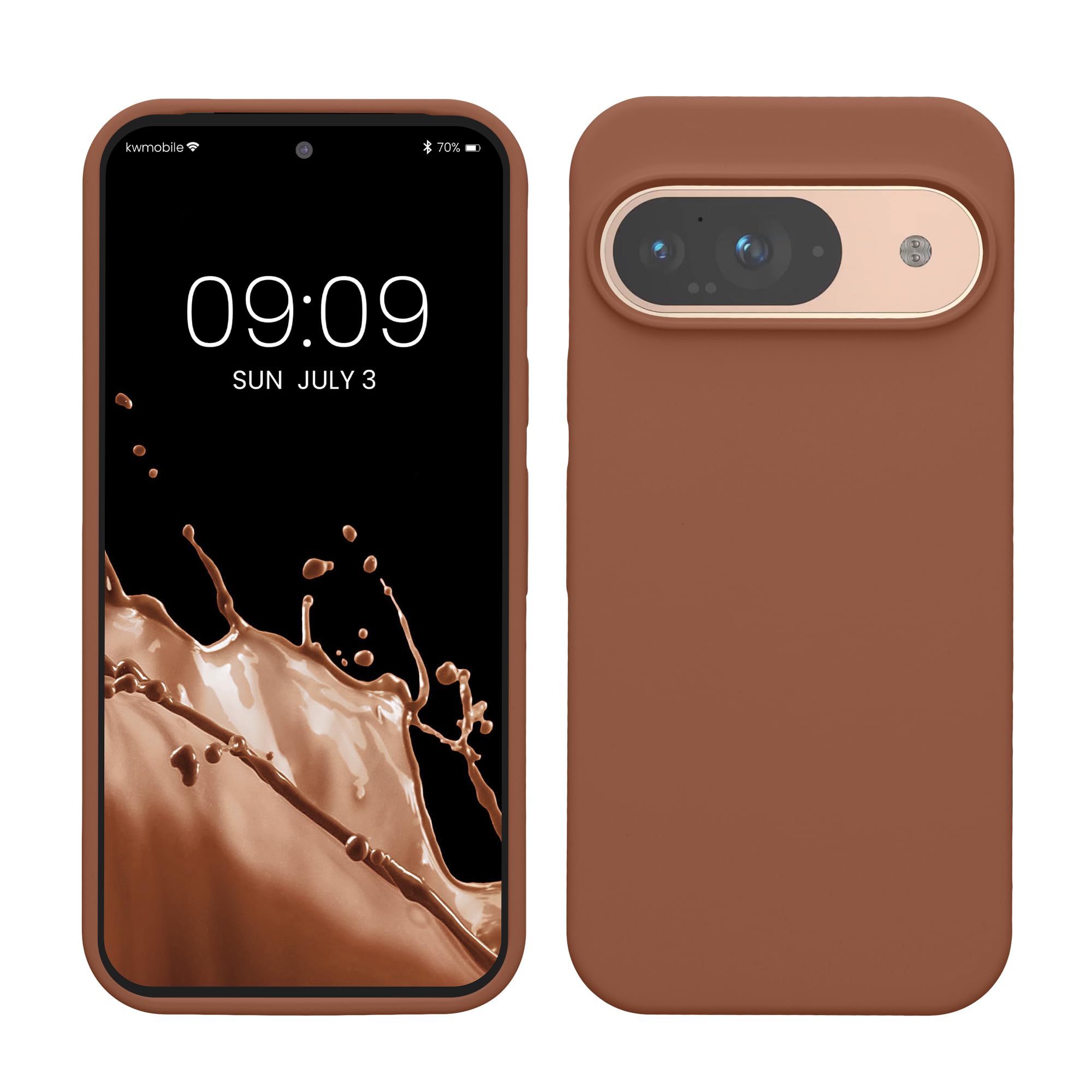 kwmobile Case Compatible with Google Pixel 9 / Pixel 9 Pro Case - TPU Silicone Phone Cover with Soft Finish - Mocha