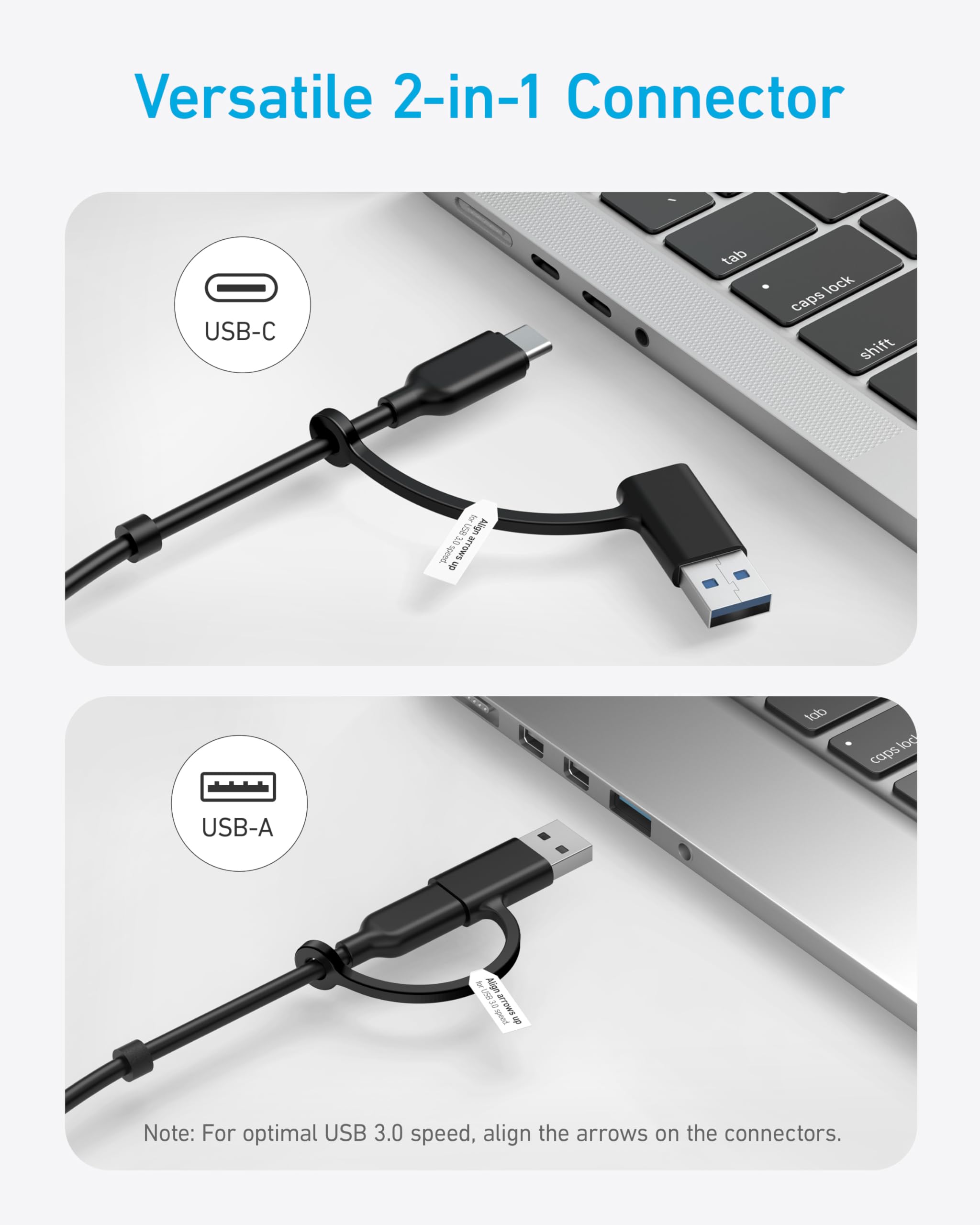 Anker Usb C Hub, 8 In 1 5Gbps Data Hub, Usb Splitter, With 3 Usb A And 4 Usb C Ports, 100W Usb C Pd In, 2 In 1 Usb Connector, Fo