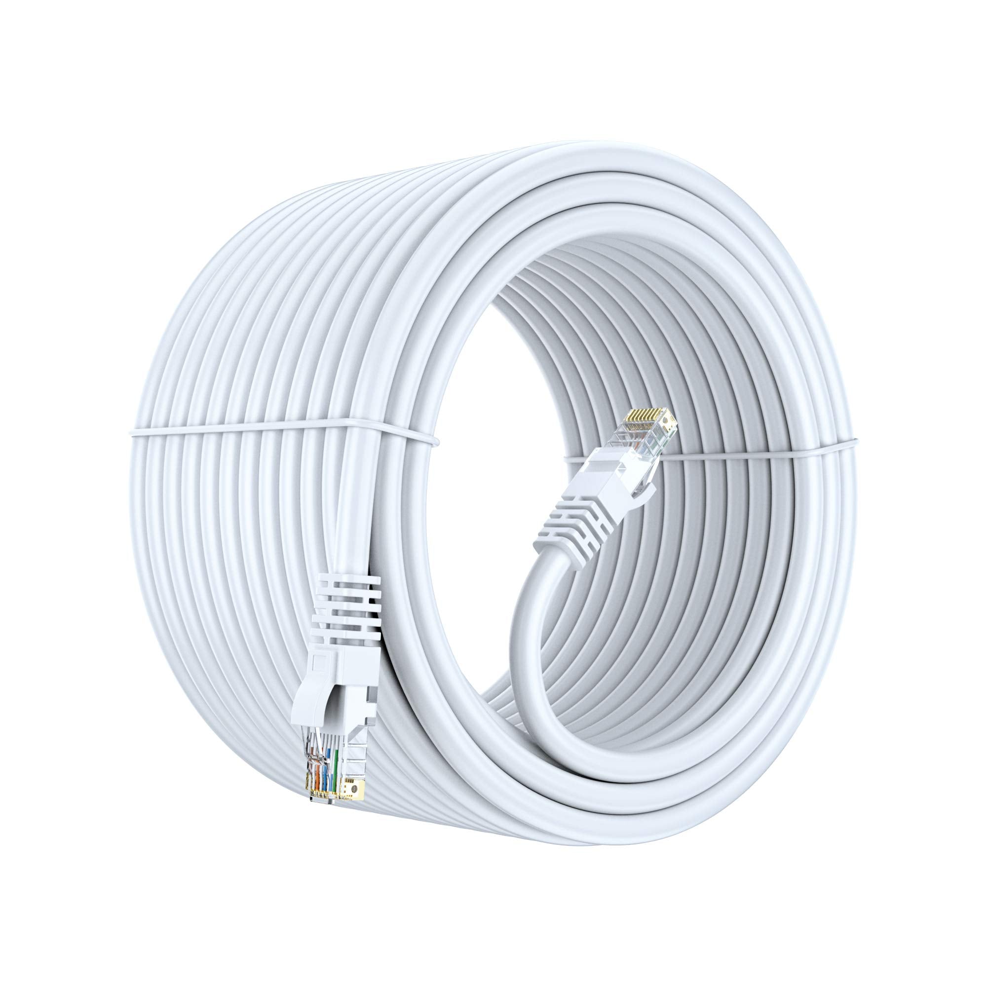 Maximm Cat 6 Ethernet Cable 150 Ft, 100% Pure Copper, Cat6 Cable Lan Cable, Internet Cable, Patch Cable And Network Cable   Utp (White) 150 Feet