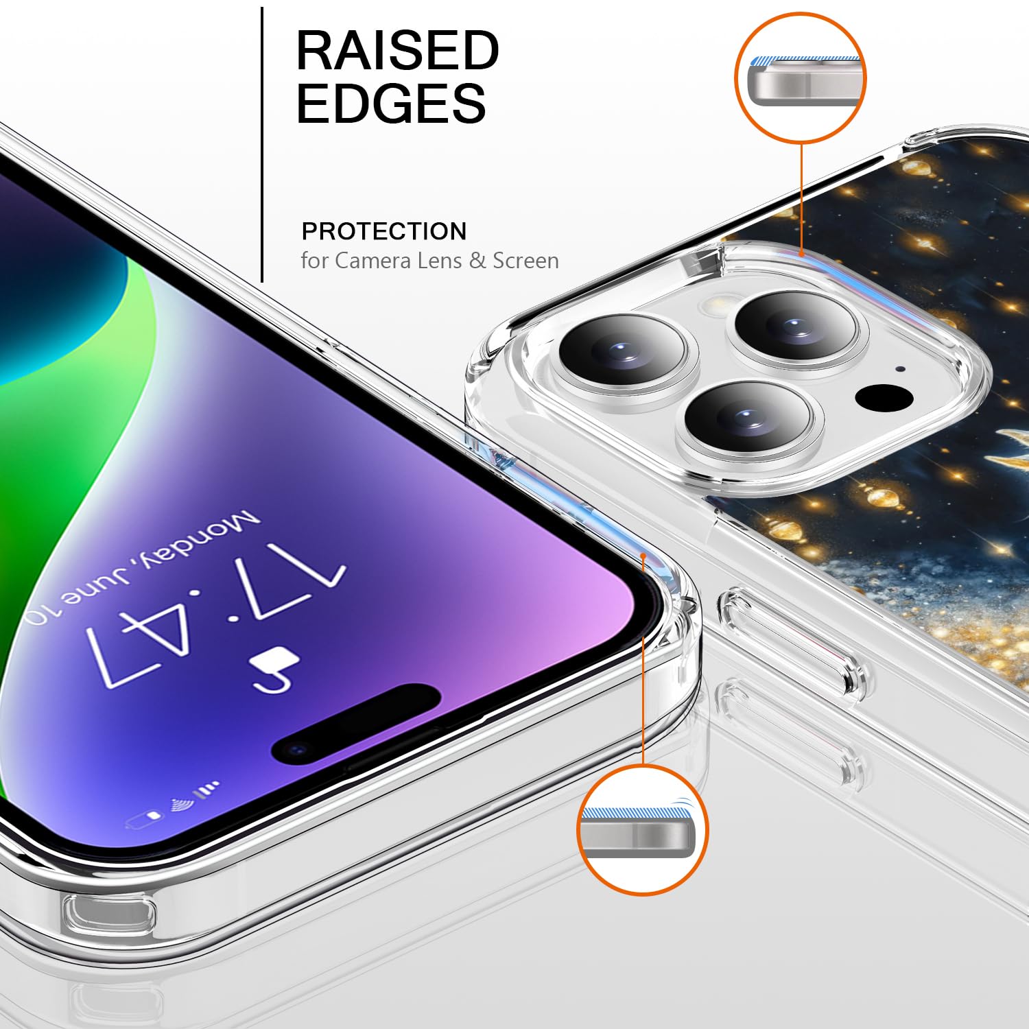 Bicol Christmas Phone Case For Iphone 14 Pro Max With Screen And Camera Lens Protector - Wireless Charging - Slim Shockproof Pro