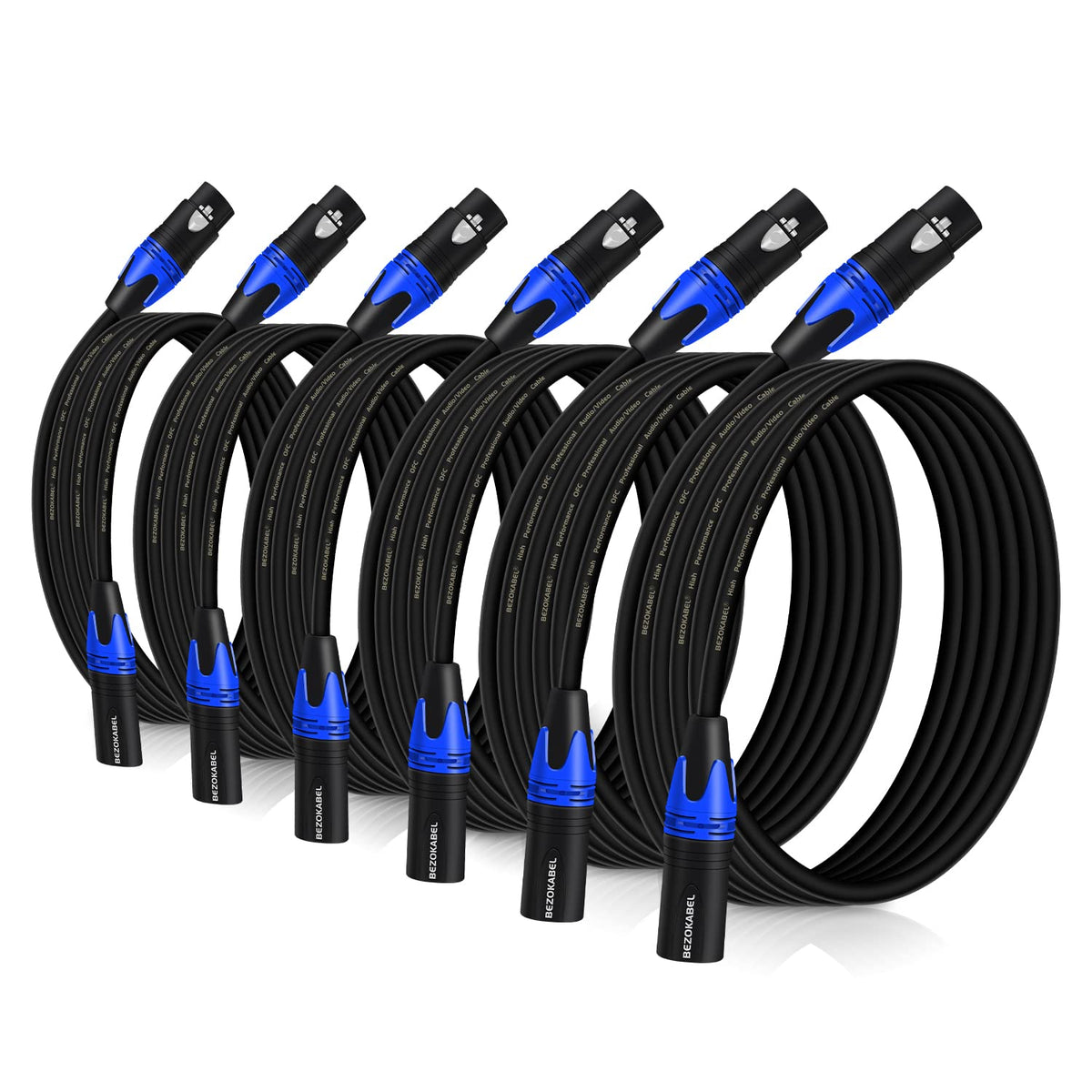 Bezokabel Xlr Cables, Xlr Microphone Cables 20 Ft 6 Packs Premium Balanced Xlr Speaker Cable 3 Pin Male To Female Mic Cable