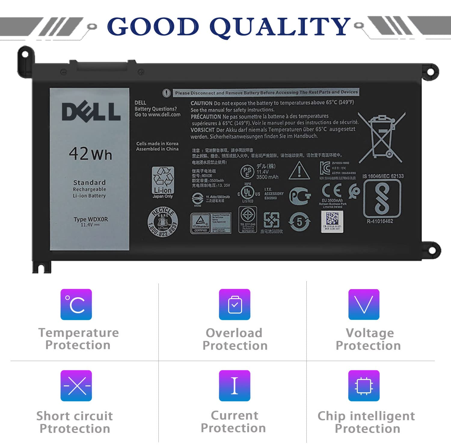 Dell Wdx0R Notebook Battery For Dell Inspiron 15 7579 7573 7560 7569 7570 5565 5567 5568 5570 5578 5579 7586 13 7368 7378 5368 5