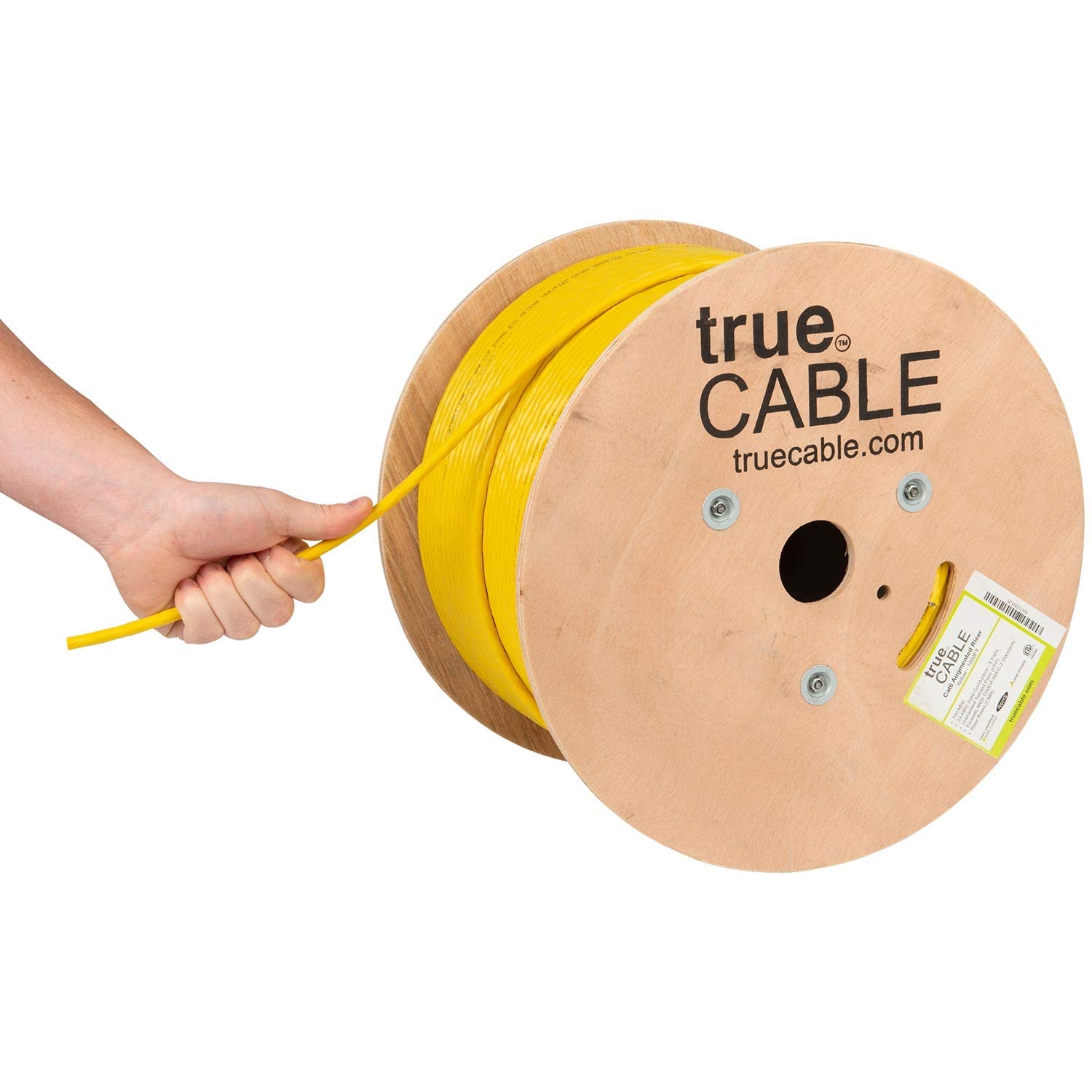 Truecable Cat6A Riser (Cmr), 1000Ft, Yellow, 23Awg 4 Pair Solid Bare Copper, 750Mhz, Poe++ (4Ppoe), Etl Listed, Unshielded Twisted Pair (Utp), Bulk Ethernet Cable