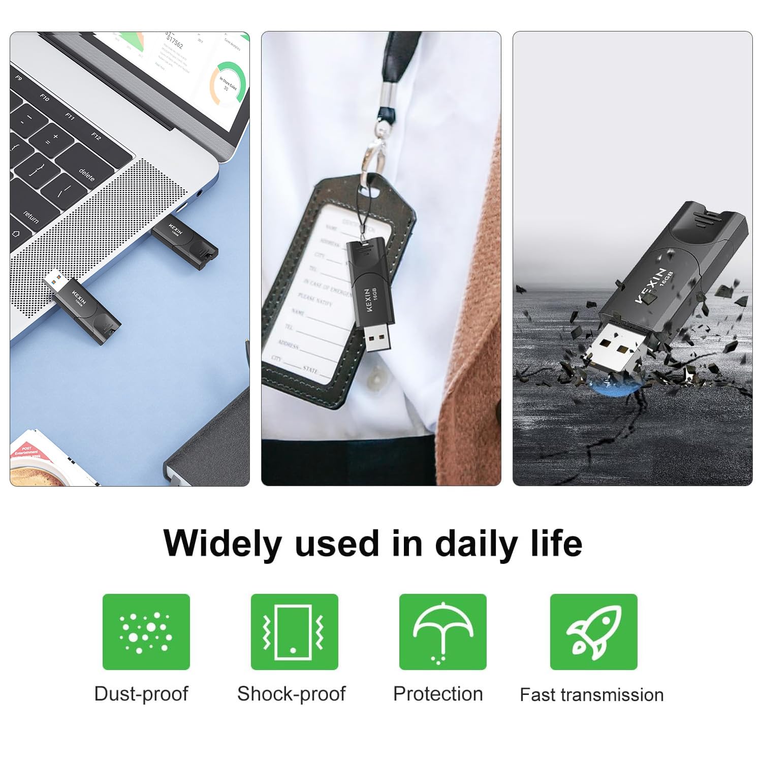 Kexin 16Gb Flash Drive 10 Pack Thumb Drive Usb 2.0 Flash Drive Memory Stick Usb Data Storage Jump Drive (16Gb, Black)