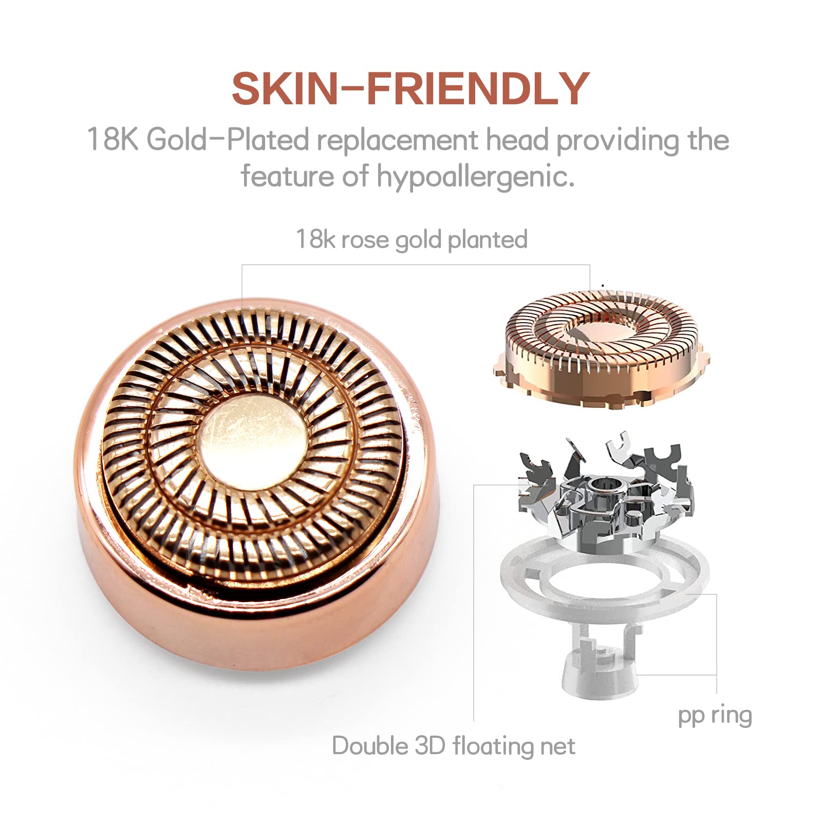 4 Count Facial Hair Remover Replacement Heads With 1 Cleaning Brush, For Flawless Finishing Touch Facial Hair Removal Tool For W