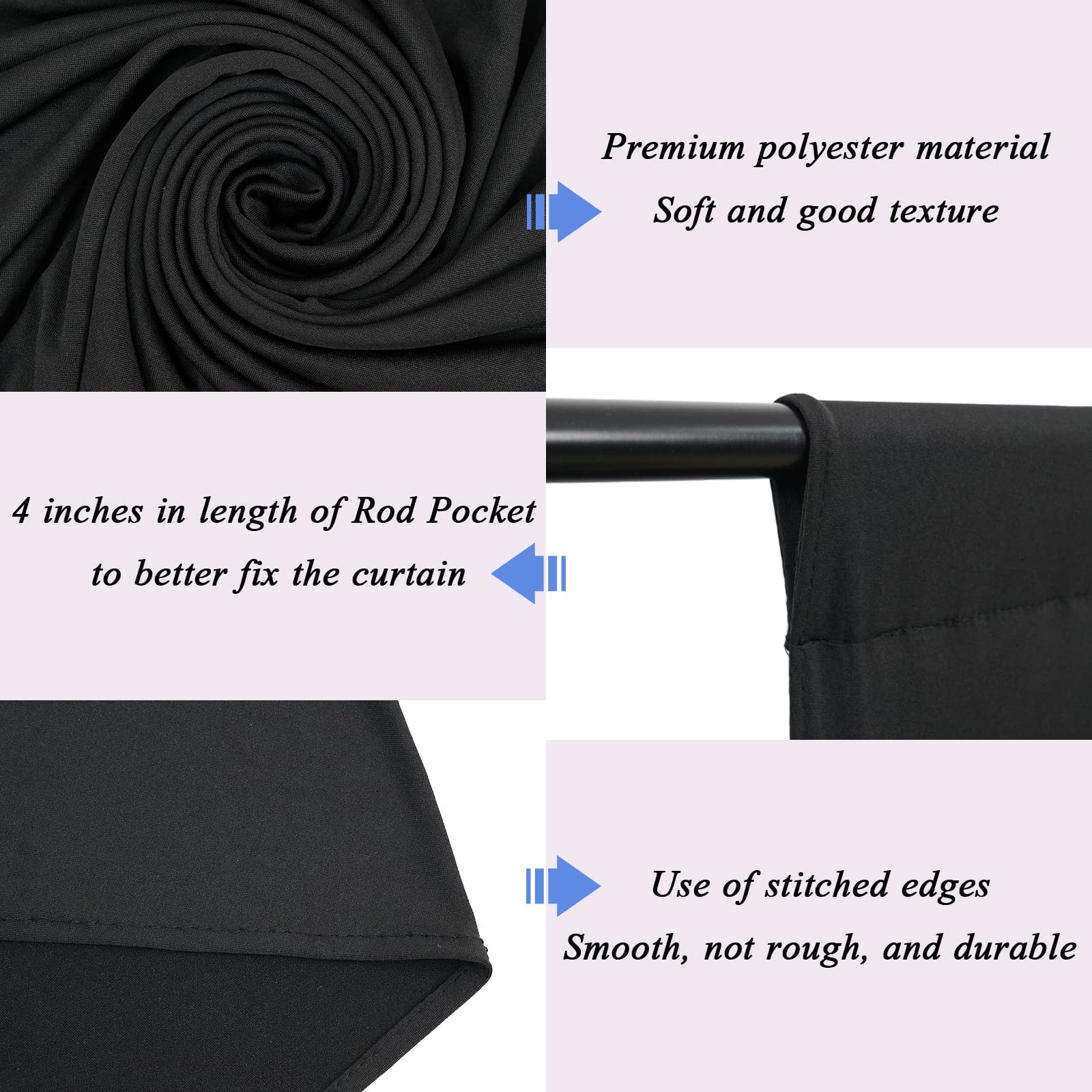 10X10Ft Black Backdrop Curtains For Parties   Black Backdrop Curtain For Baby Shower Birthday Photo Home Party Backdrop Curtains