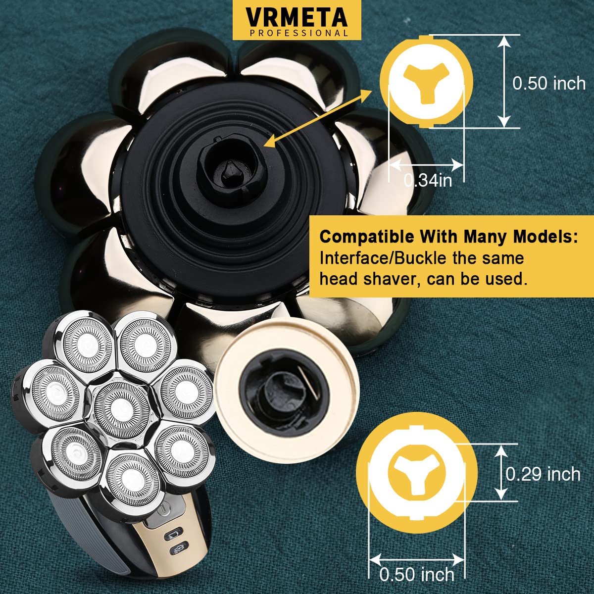 Vrmeta Floating Shaver Blades   8D Sharp Stainless Steel Men'S Electric Shaver Replacement Heads (8 Heads, Silvery)