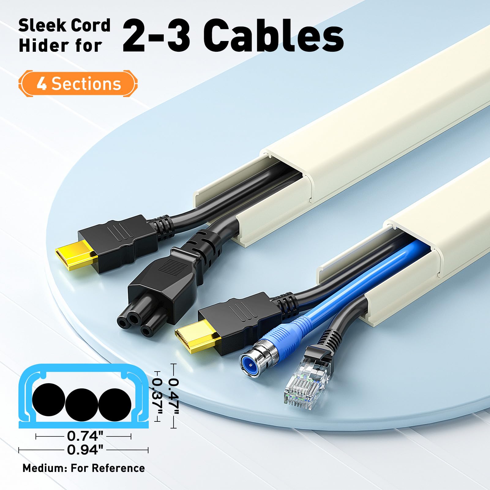 Delamu Beige Cord Hider, 62.8In Beige Cable Hider, Cord Covers For Wires On Wall, Wire Hider Wire Covers For 2 3 Cords For Tv On