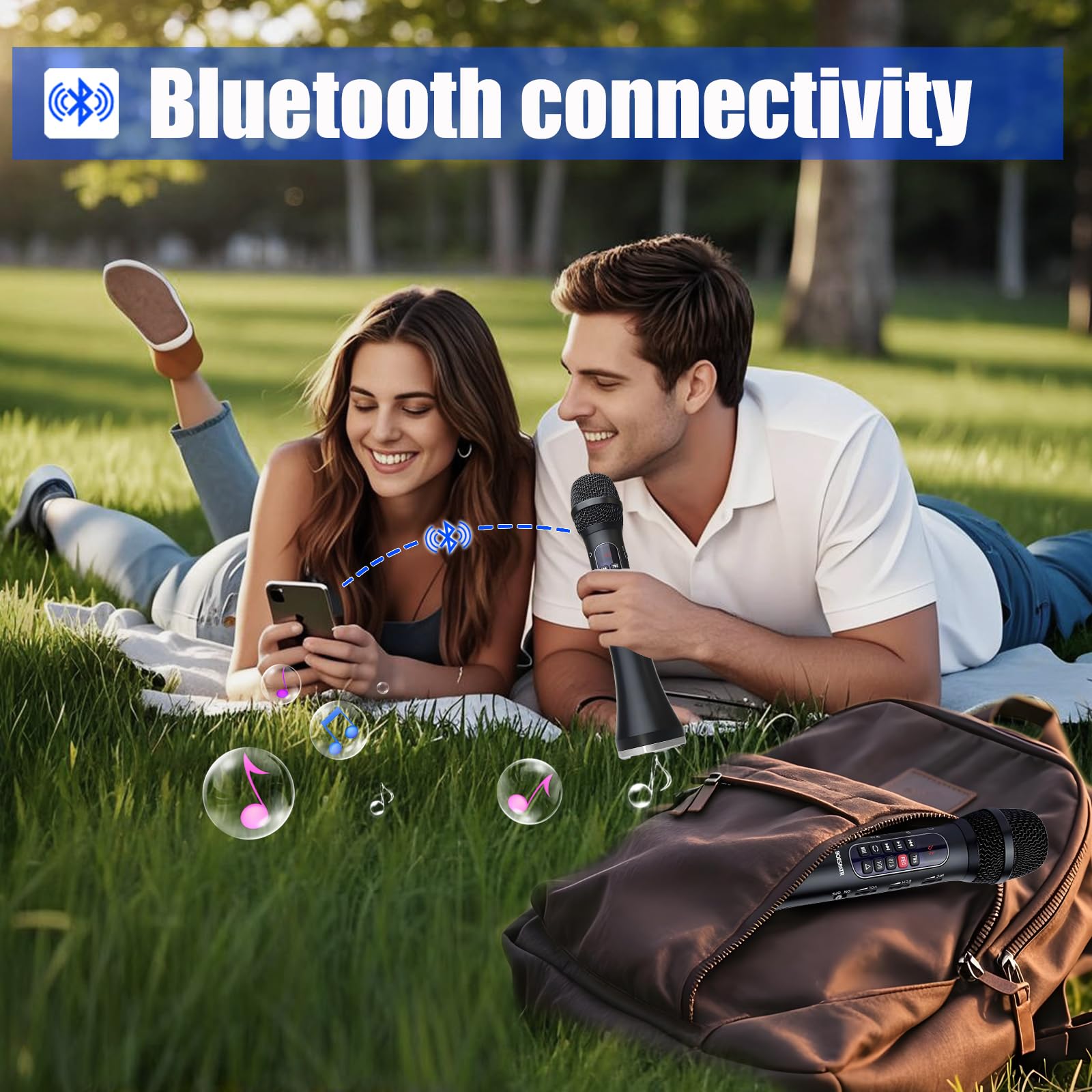 Boespatr Portable Karaoke Microphone For Singing 30W High Power, Bluetooth Microphone Wireless With Speaker,Dsp Level Multi-Func