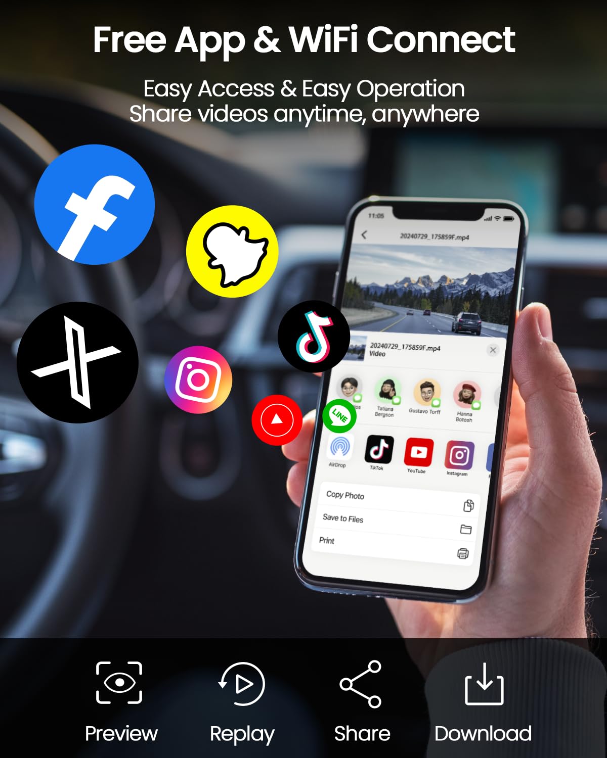 Dash Cam Front And Rear, 4K Uhd Dual Dash Camera For Cars, 3.16'' Ips Dashboard Camera Recorder Built In Wifi & App Control, Wit