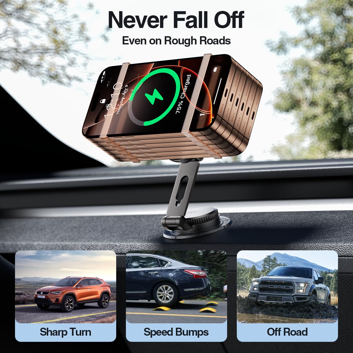 15W Magnetic Wireless Car Mount Charger,Xo Foldable And Adjustable Fast Charging Phone Holder, Ultra Mag Safe Car Charger For Ip