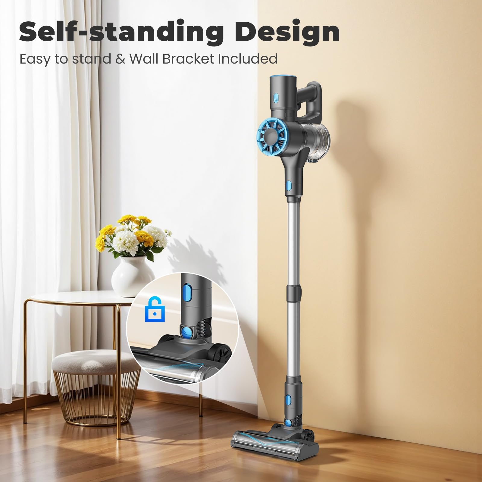 Cordless Stick Vacuum Cleaner With Self-Standing, 8-In-1 Vacuum Cleaners For Home, Lightweight Powerful Vacuum With Led Screen,