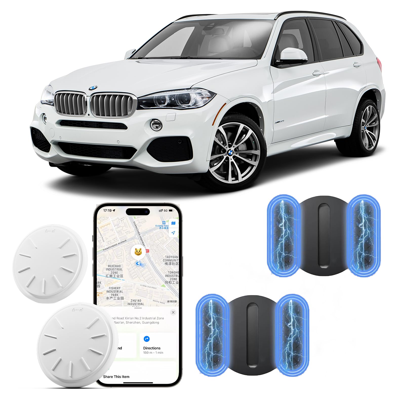 GPS Tracker for Vehicles, 2PCS Mini GPS Tracker with Magnetic Case, Work with Find My (iOS Only), No Monthly Fee Vehicles Tracke