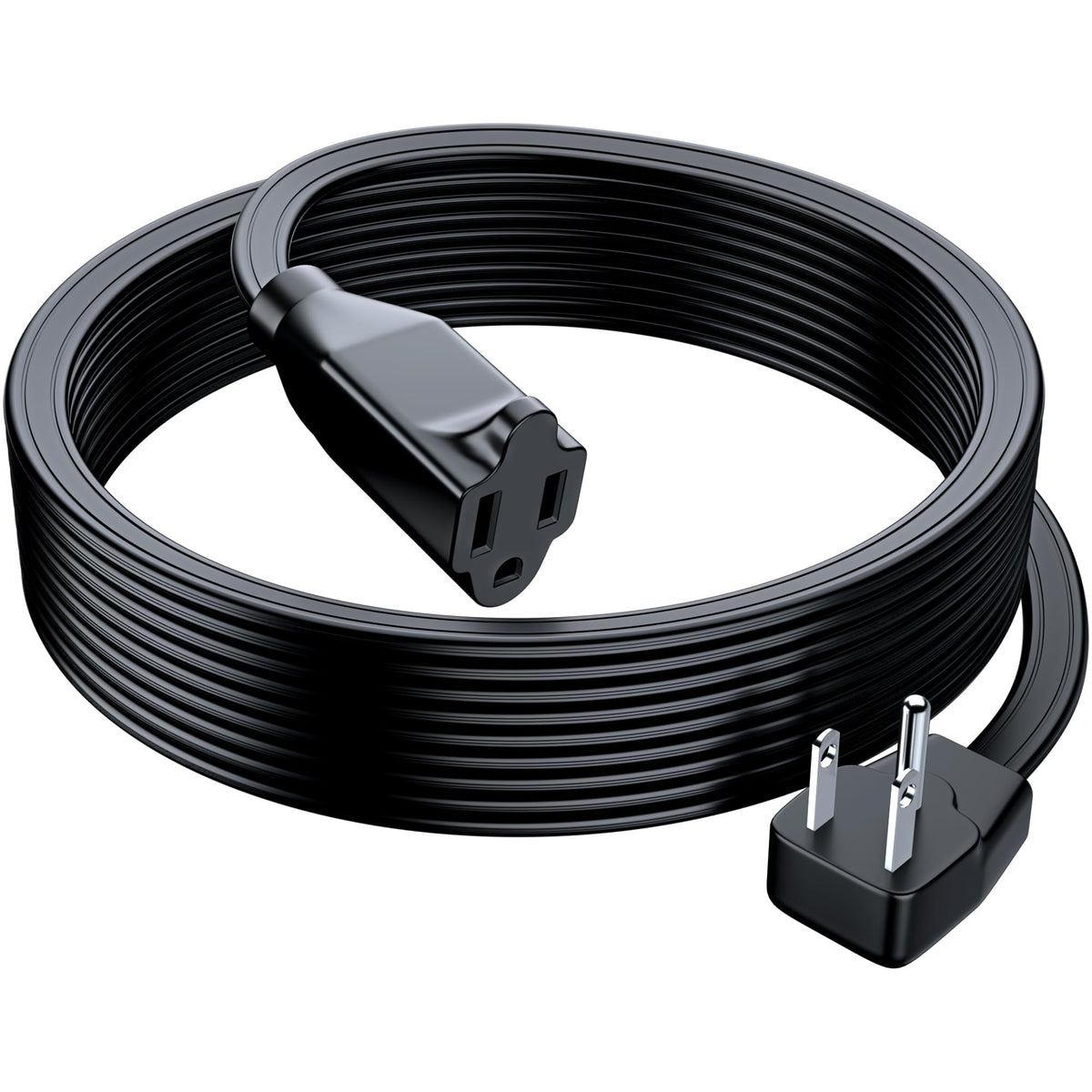 Maximm Extension Cord Heavy Duty (20 Feet) Flat Wire 3 Prong Flat Plug, 14 Awg Power Cord   Ul Certified, Black, Ideal For Home