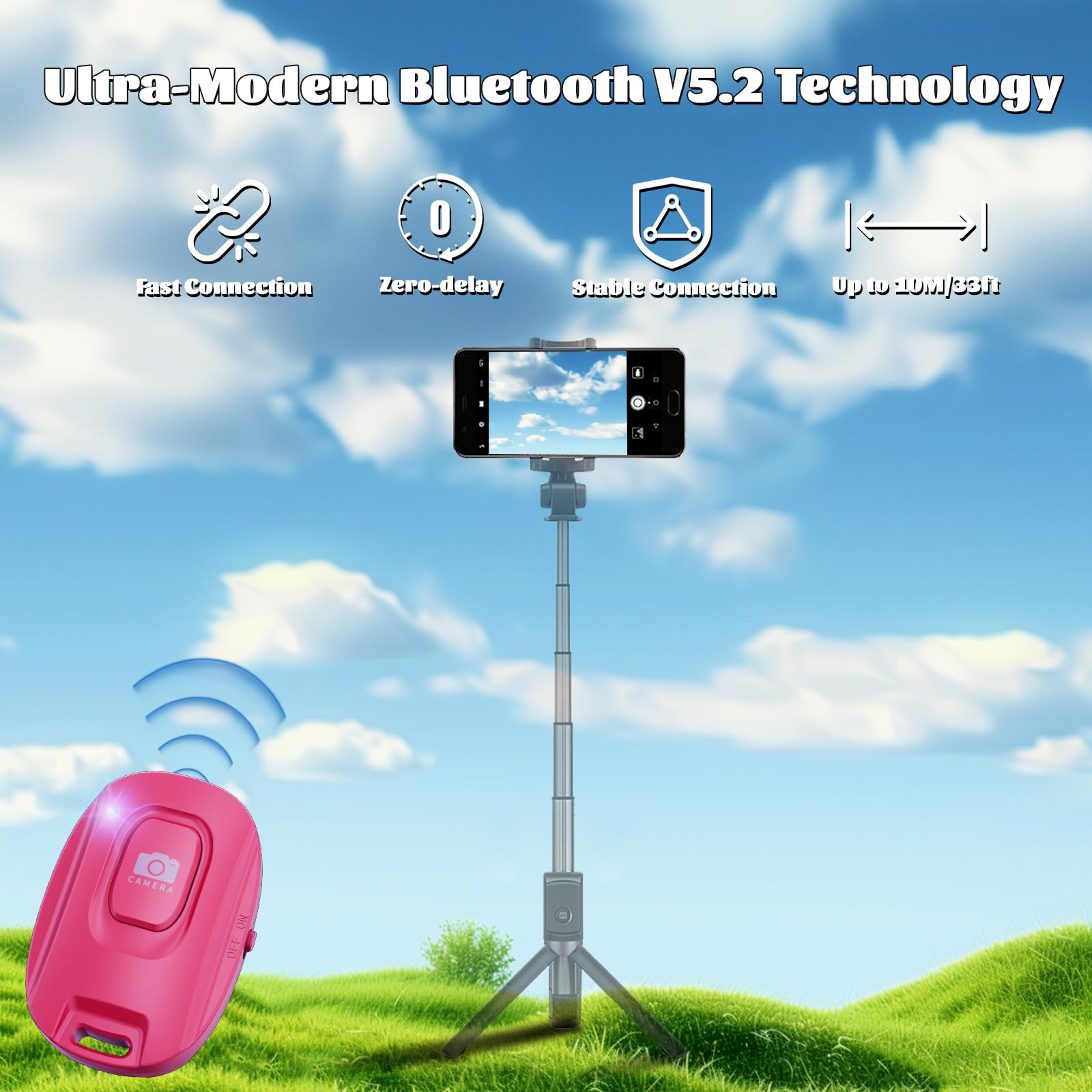 Mairan Rechargeable Wireless Camera Remote Shutter For Iphone And Android Smartphones, 2 Pack Bluetooth Phone Remote Control,Sel