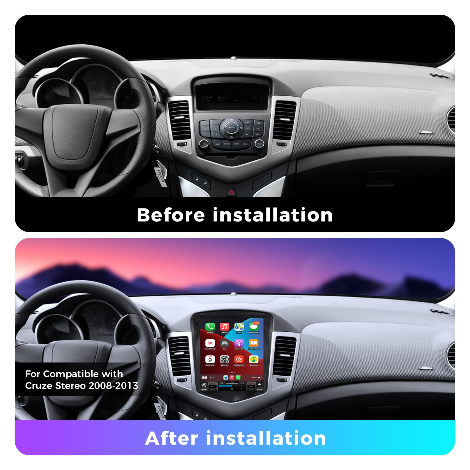 Fellostar Car Radio For Chevrolet Chevy Cruze Stereo 2008 2013 Vertical Screen Car In Dash Gps Navigation Ram 2Gb Rom 32Gb Wirel