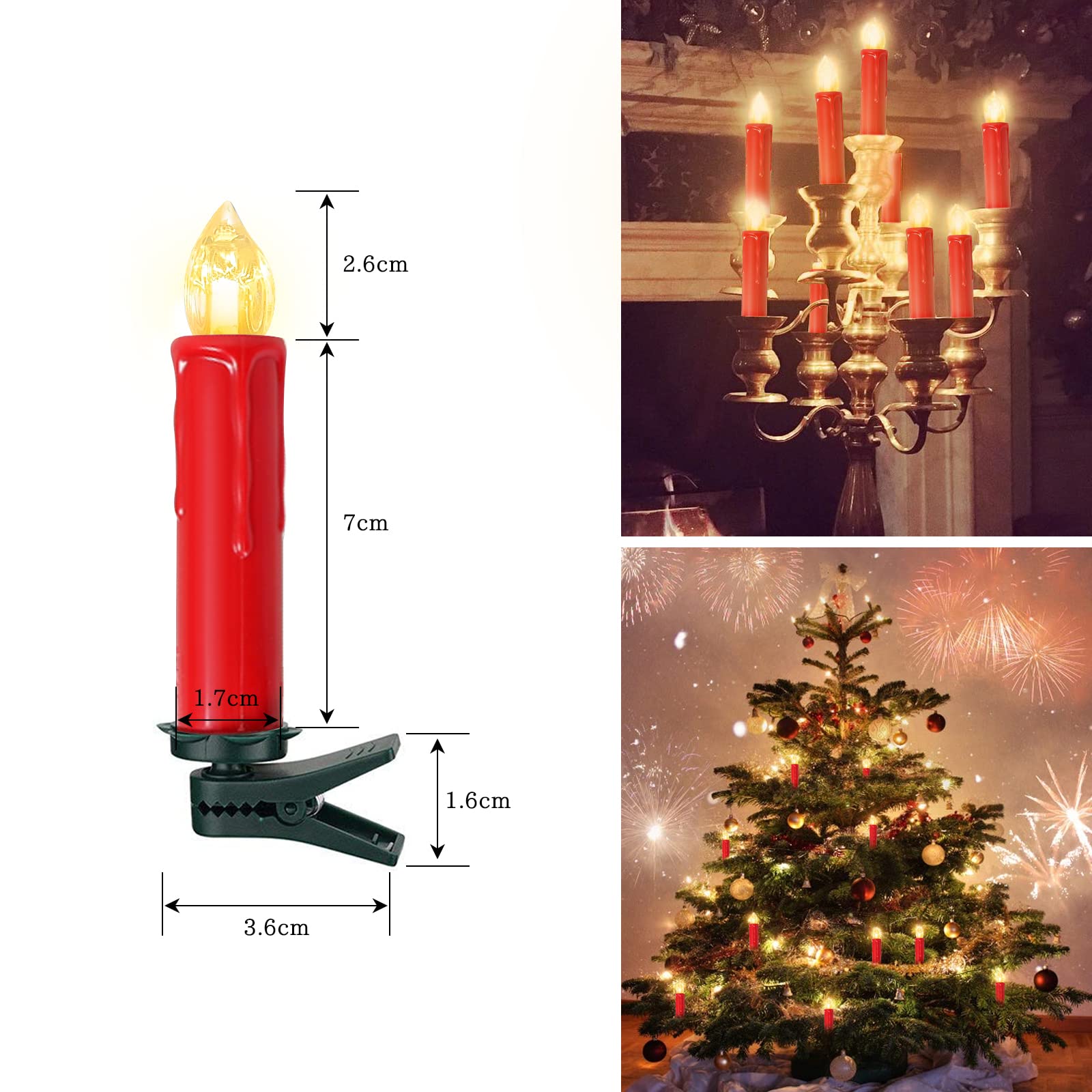 Sunjas 30Pc Led Flameless Taper Battery Operated Christmas Tree Candles With Remote, Timer, Dimmer, Warm White Light, Window Lig