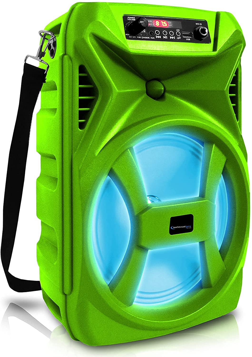 Technical Pro 500 Watts Portable 8 Bluetooth Speaker W/Woofer & Tweeter W/Digital Processing Wired Mic, Xlr To 1/4, Karaoke Dj W