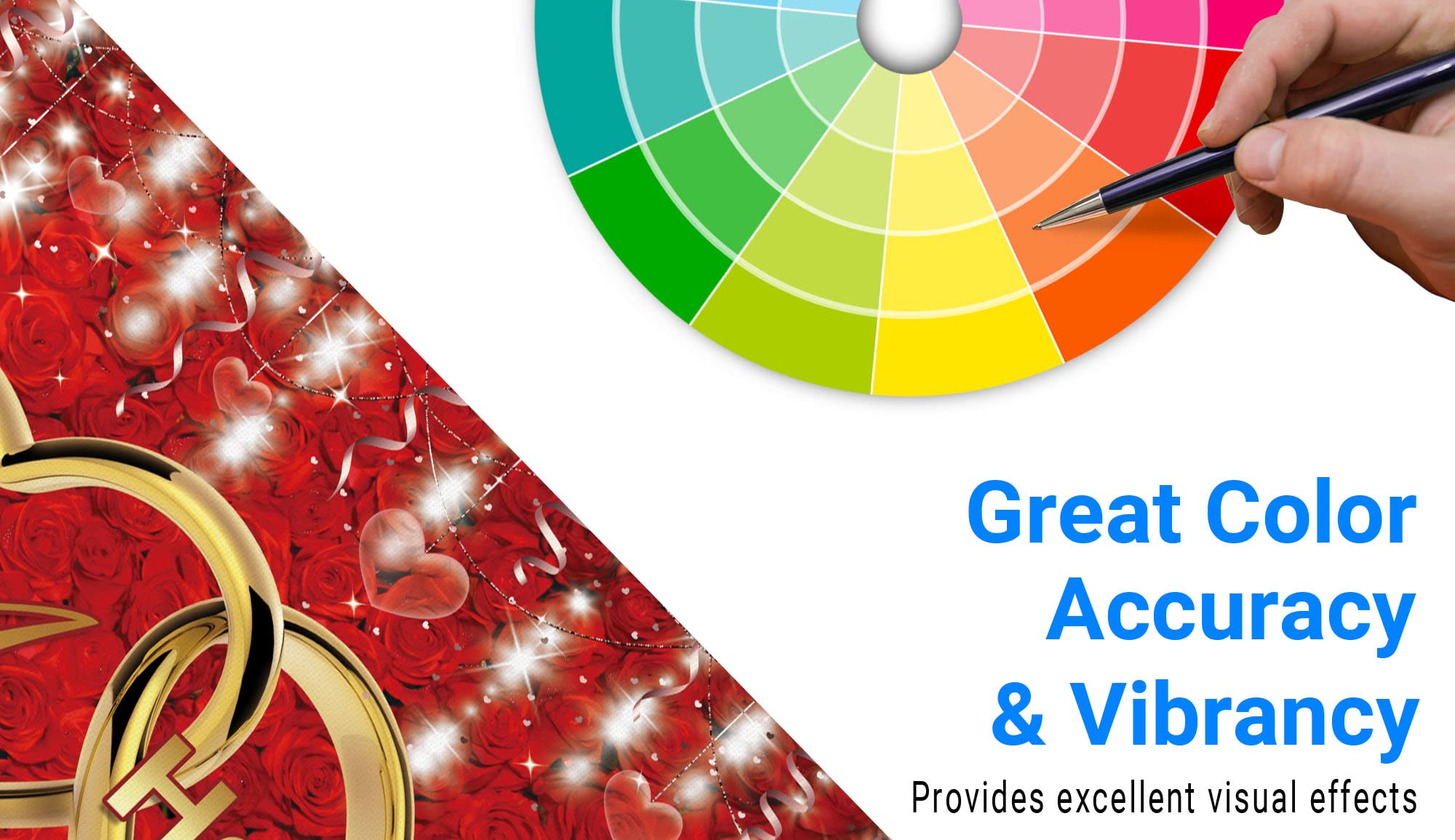 Funnytree Happy Wedding Anniversary Party Backdrop Banner Red Gold Flowers Roses Photo Booth Banner Supplies Photography Backgro