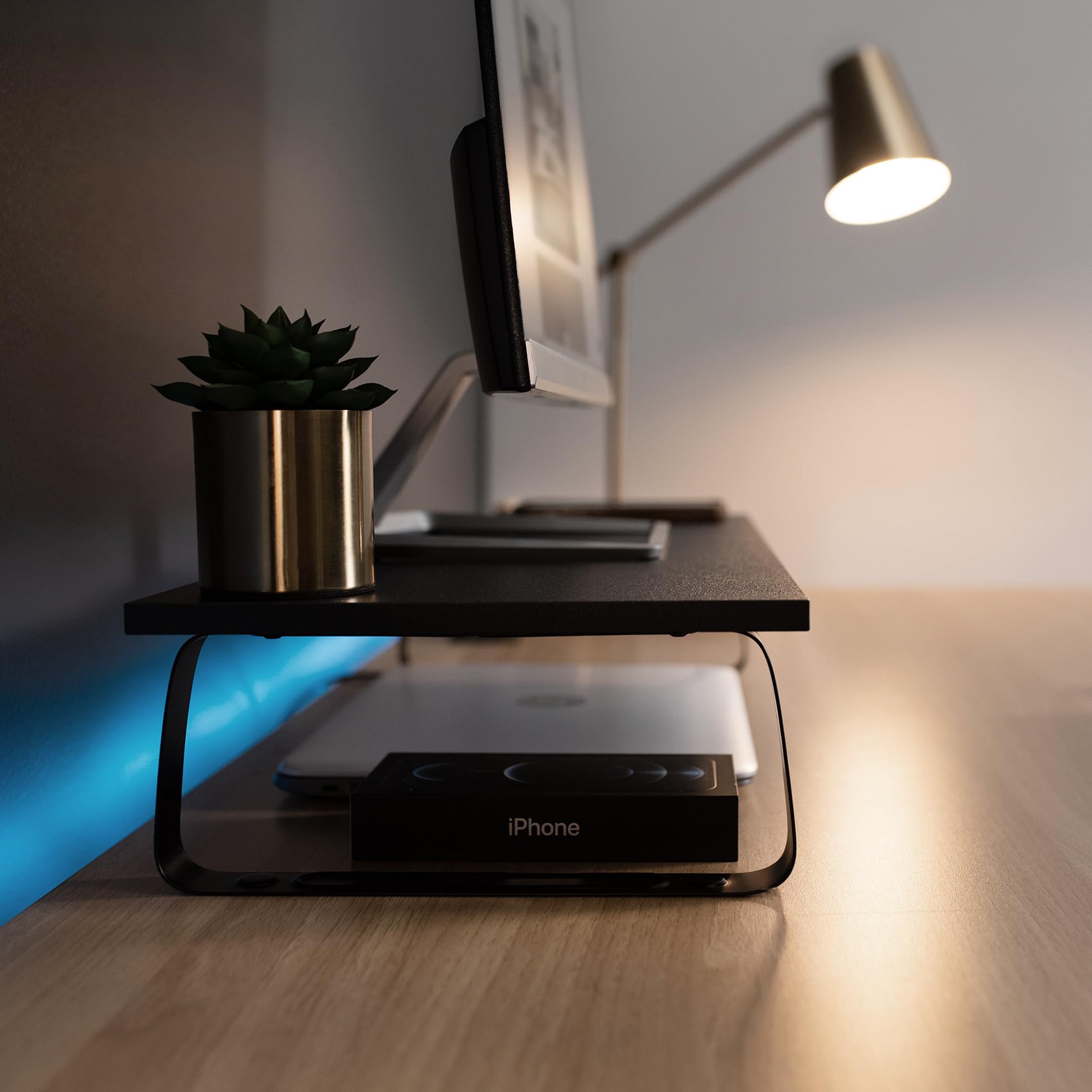 VIVO Monitor and Laptop Stand, 24 inch Desktop Riser, Black, STAND V000D