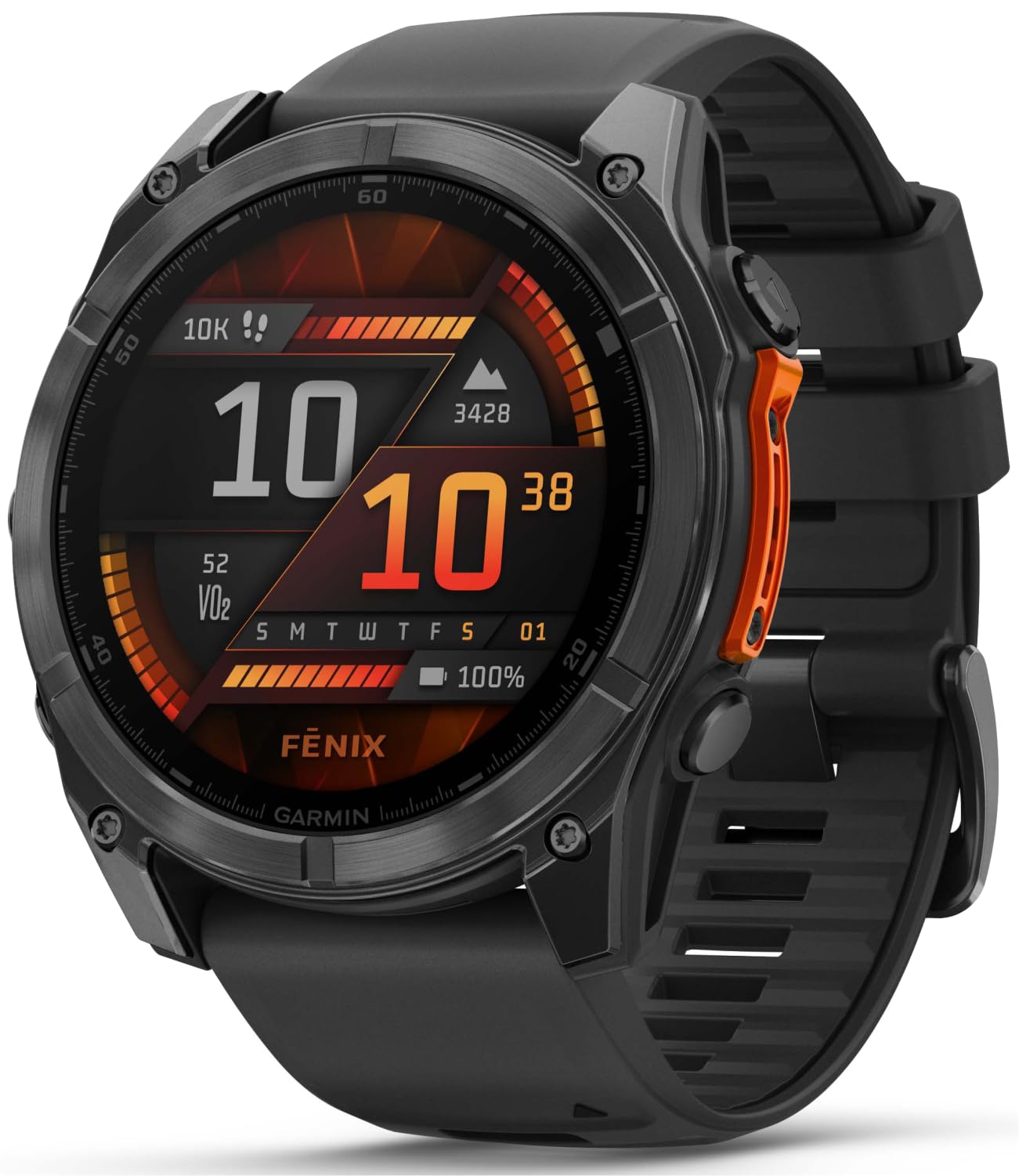 Wearable4U Garmin Fenix 8 - 51 Mm, Amoled Multisport Gps Smartwatch, Slate Gray With Black Silicone Band, Built-In Led Flashligh