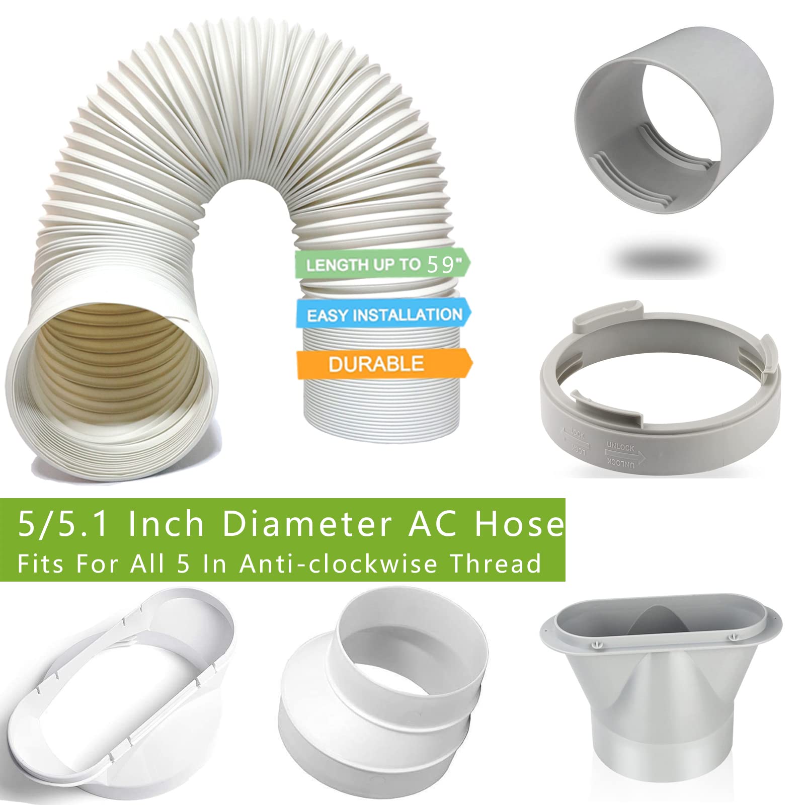 Portable Air Conditioner Hose   5'' Diameter Portable Exhaust Vent For Portable Air Conditioners, Suitable For 5'' Exhaust Hose