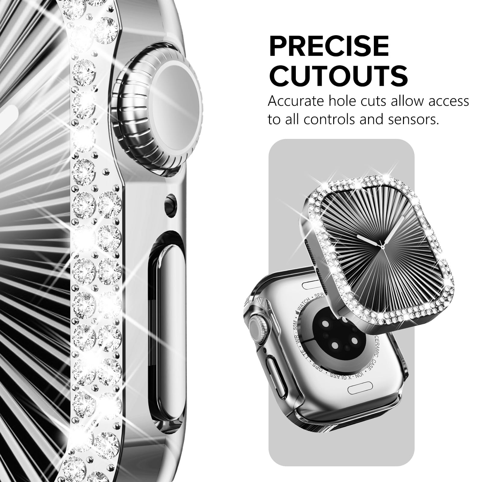 Kades Compatible For Apple Watch Series 10 Bling Protective Case With No Black Edged Built In Screen Protector For Apple Watch 4
