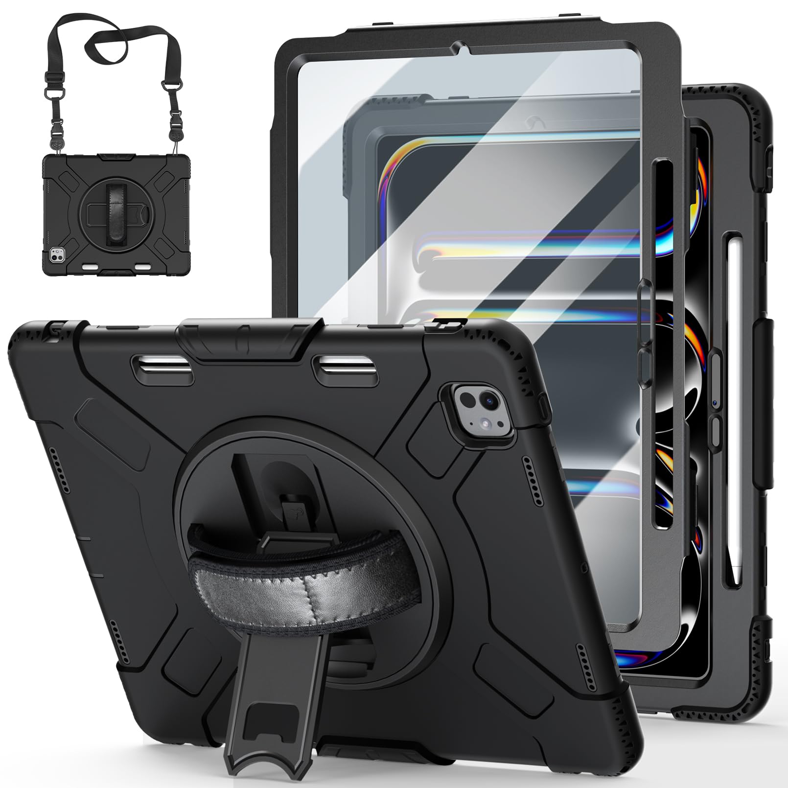 Miesherk Stock Case For Ipad Pro 13'' 2024: Military Grade Shockproof Rugged Case For Ipad Pro 13''(M4) W/Screen Protector   Sta