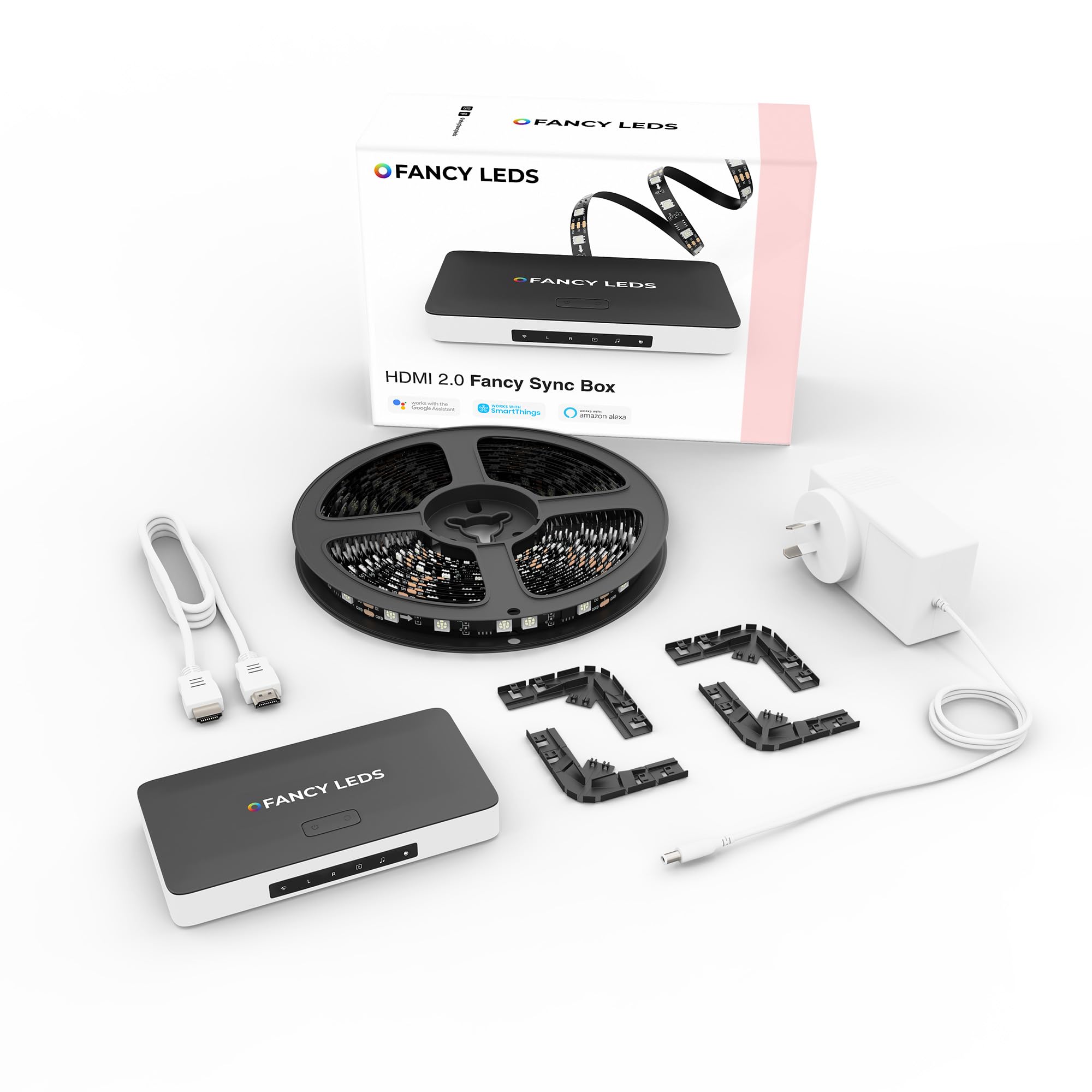 Fancy Sync Box Ambient Tv Backlighting Syncing Box Hdmi 2.0 All Tv Sizes Fancyleds (70'' To 90'')