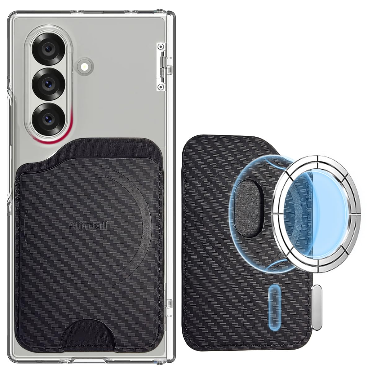 Miimall for MagSafe PU Leather Wallet, [3-Card] Magnet Phone Wallet for Samsung Galaxy Z Fold7/6, S26/S25/S24, Pixelsnap, Pixel 