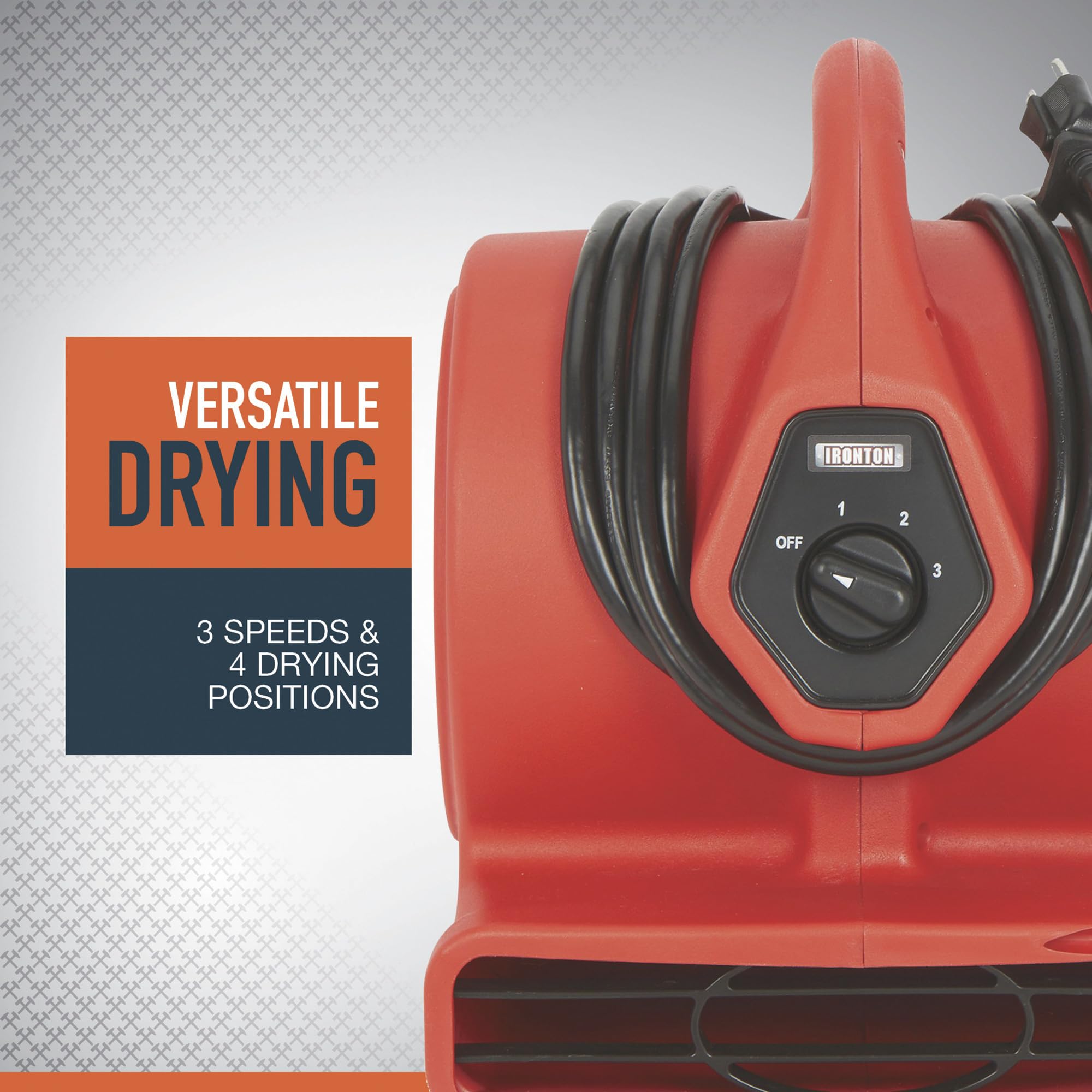 Ironton 1/8 Hp Mini Air Mover/Dryer With Built In Outlet   500 Cfm