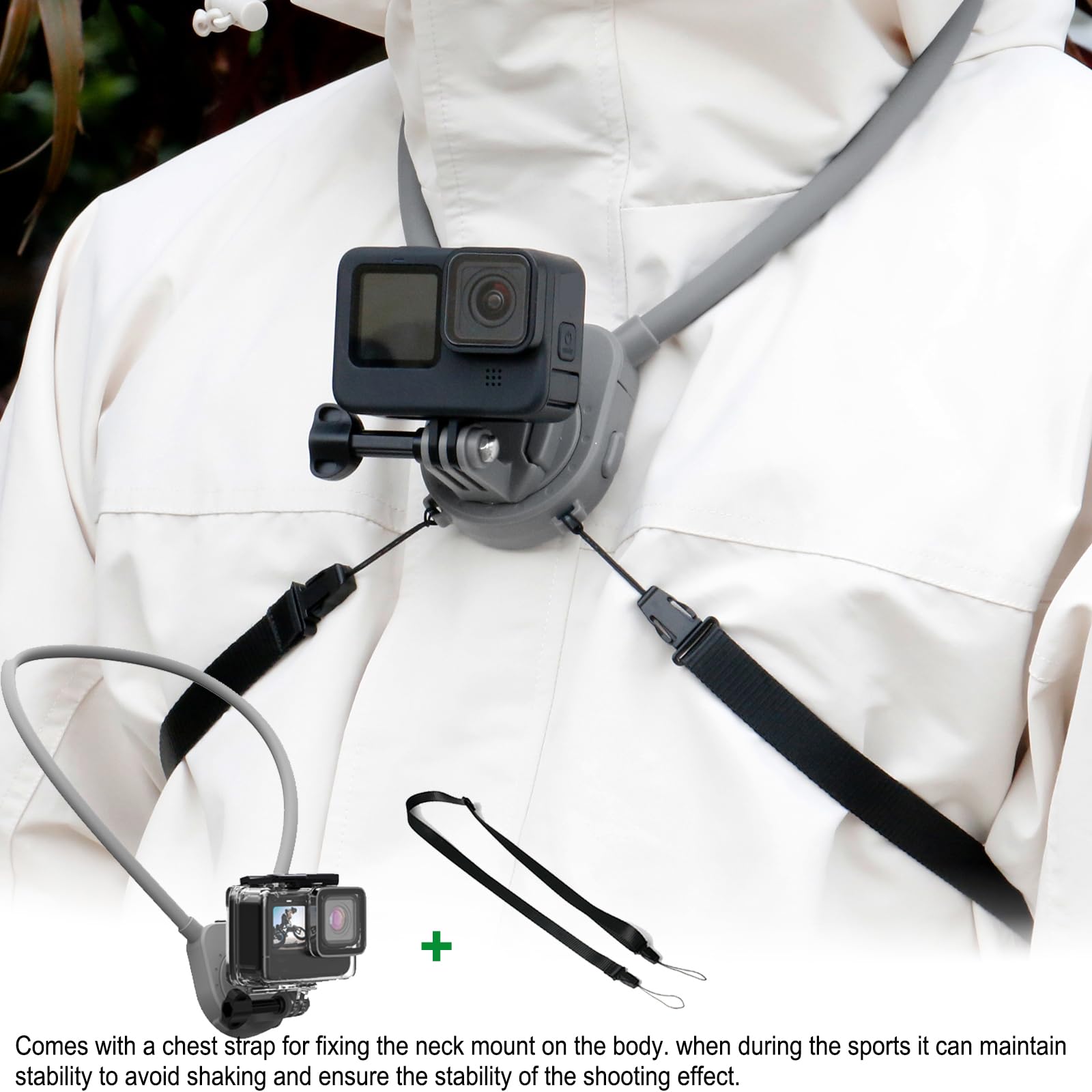 Gurmoir Neck Mount Holder For Gopro. 360� Rotation Pov Necklace Mount For Go Pro 13 12 11 10 9 8 Insta360 X3 X4 Osmo Action 3 4 And More Action Cameras