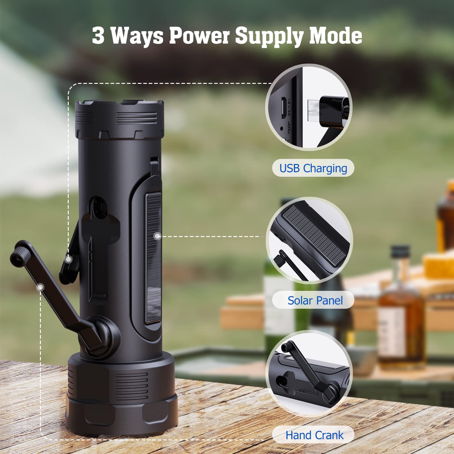 Pplee Noaa Emergency Flashlight Rechargeable With Weather Radio,Am/Fm Weather Alert Solar Hand Crank Survival Radio,Battery Powe