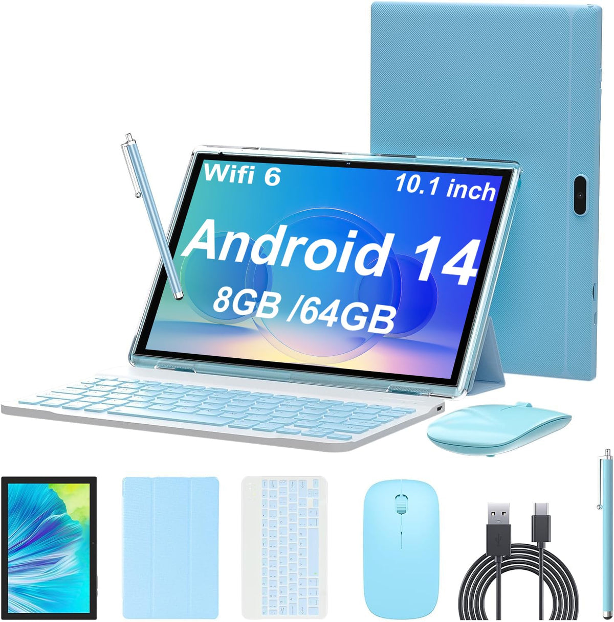 Android 2014 Tablet Android 14 Tablet, 10 Inch 8GB RAM+64GB ROM+1TB Expand, 1.8Ghz Quad ...