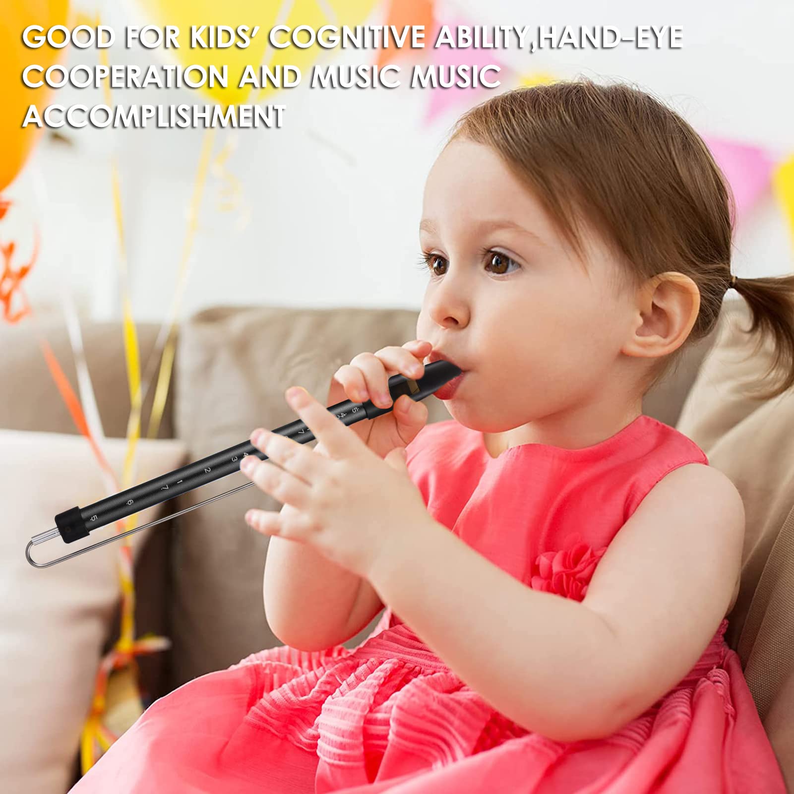 Btuty Metal Sliding Whistle Scale Sliding Flute With Steel Slider Instrument Kazoo Flute Game Party (Black)