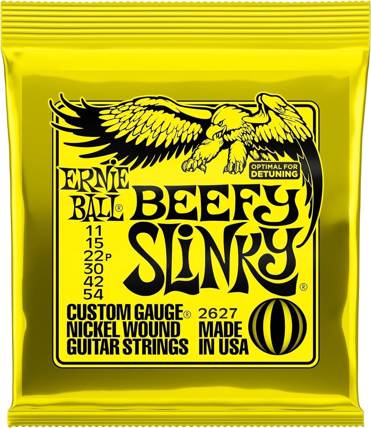 Ernie Ball Beefy Slinky Nickel Wound Electric Guitar Strings, 11-54 Gauge (P02627)