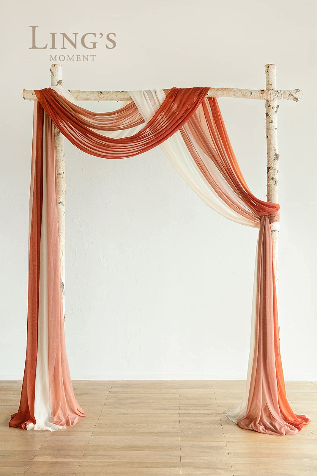 Ling'S Moment 3 Panels 20Ft Fall Wedding Arch Chiffon Draping Fabric, Sheer Hanging Drapes Arrangement For Wedding Ceremony Rece
