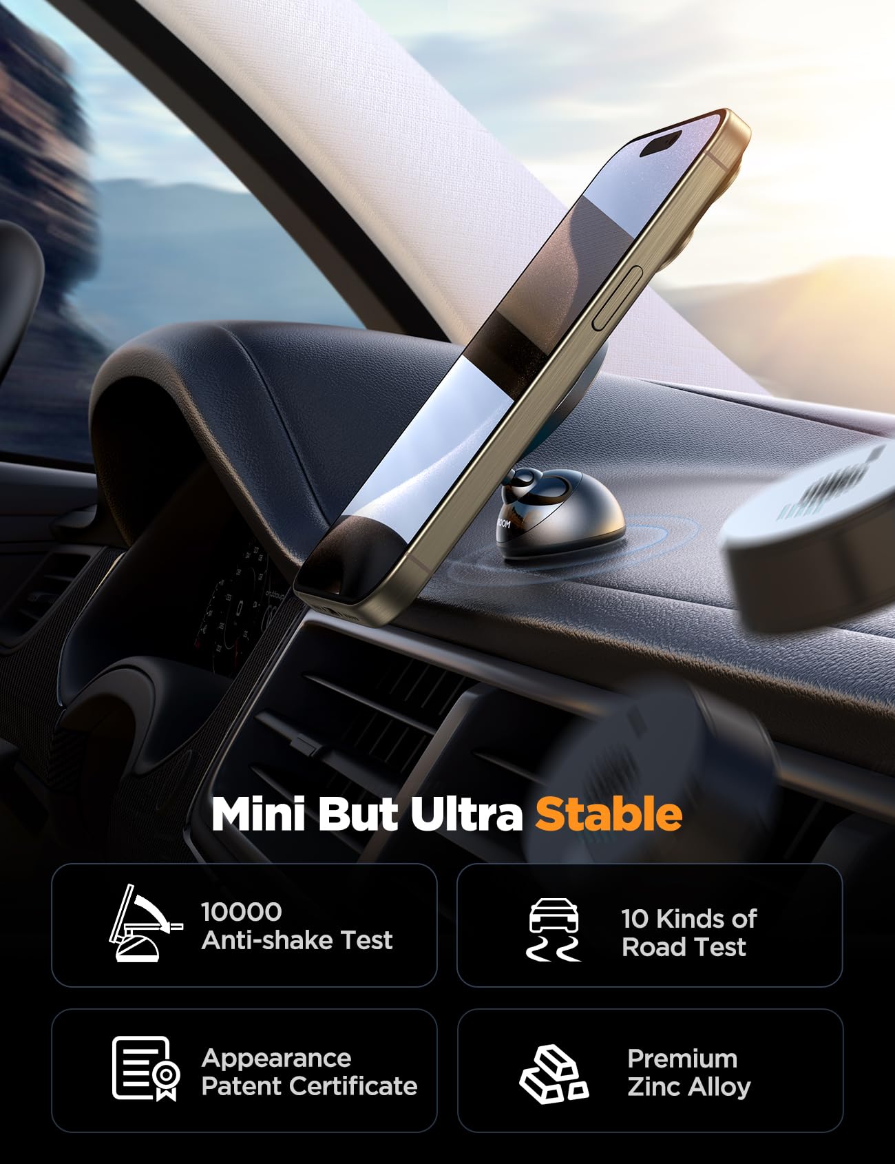 Joyroom For Magsafe Car Mount, [20 Strongest Magnet][Nano Tech Adhesive] Magnetic Phone Holder For Car, All Metal Magnet Iphone